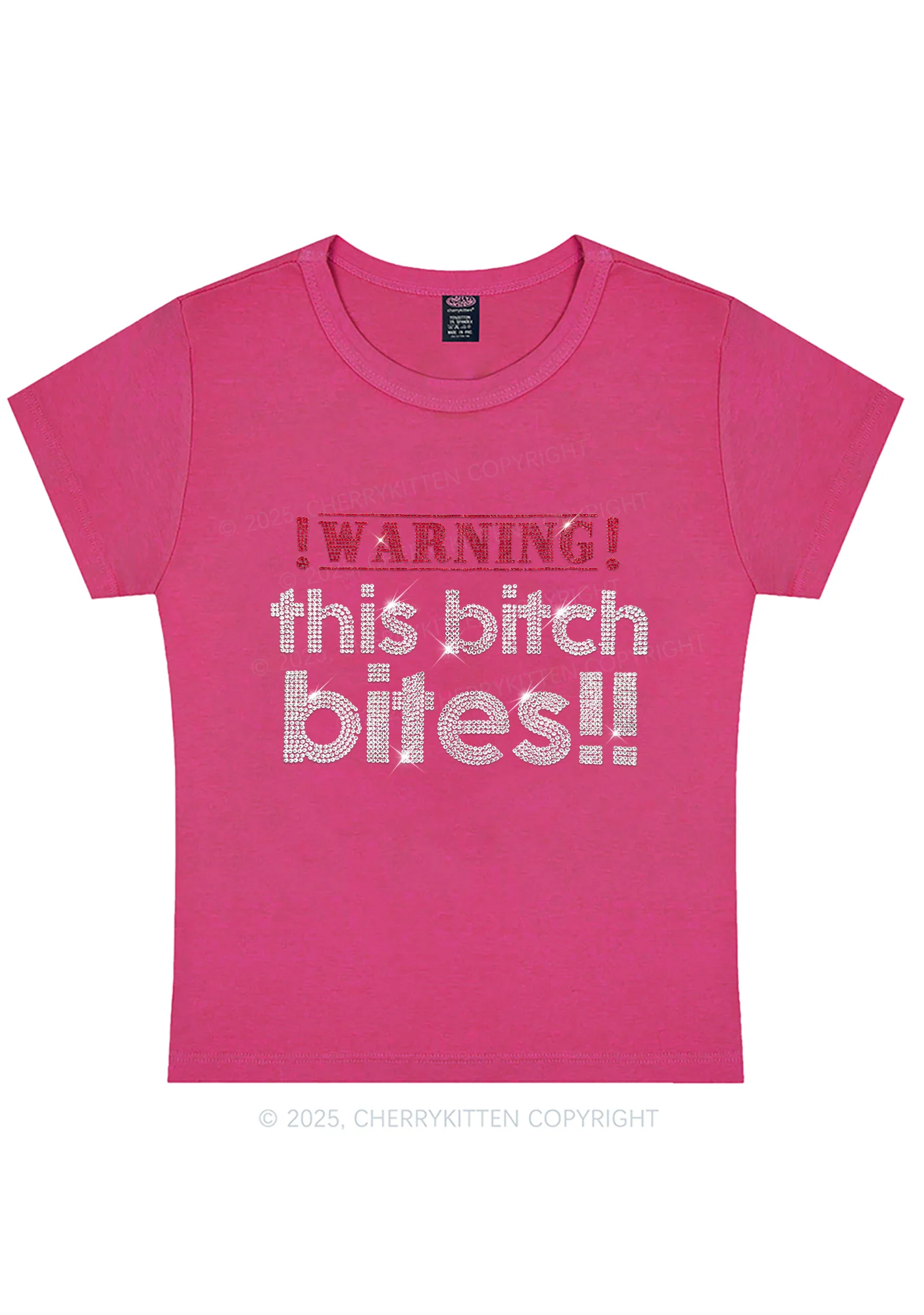 Rhinestone This Bxxch Bites Y2K Baby Tee Cherrykitten - Image 8