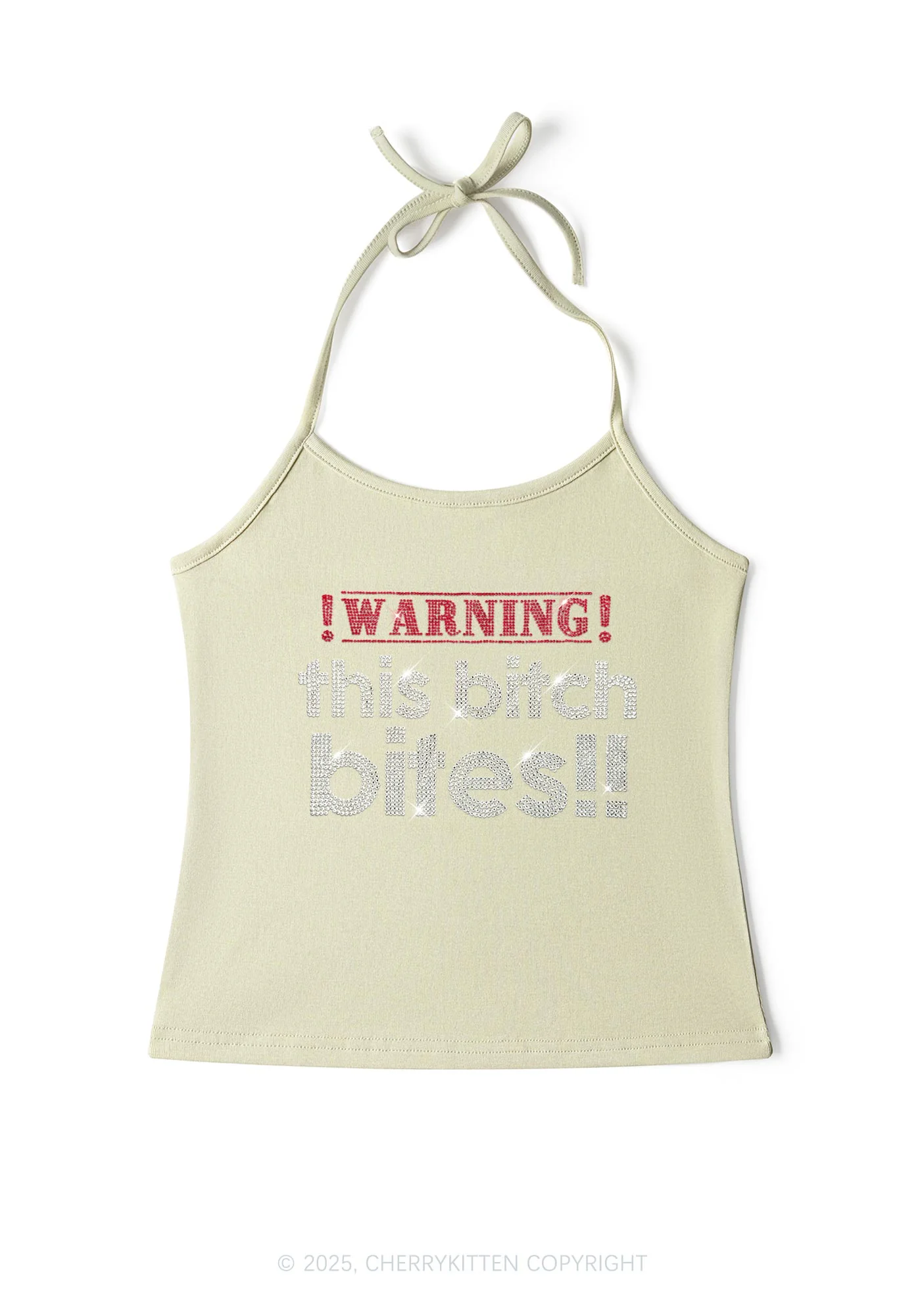 Rhinestone This Bxxch Bites Y2K Halter Neck Cami Cherrykitten - Image 8