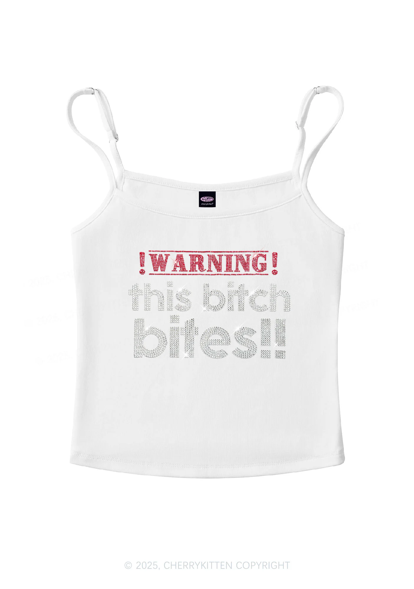Rhinestone This Bxxch Bites Y2K Spaghetti Strap Cami Cherrykitten - Image 5