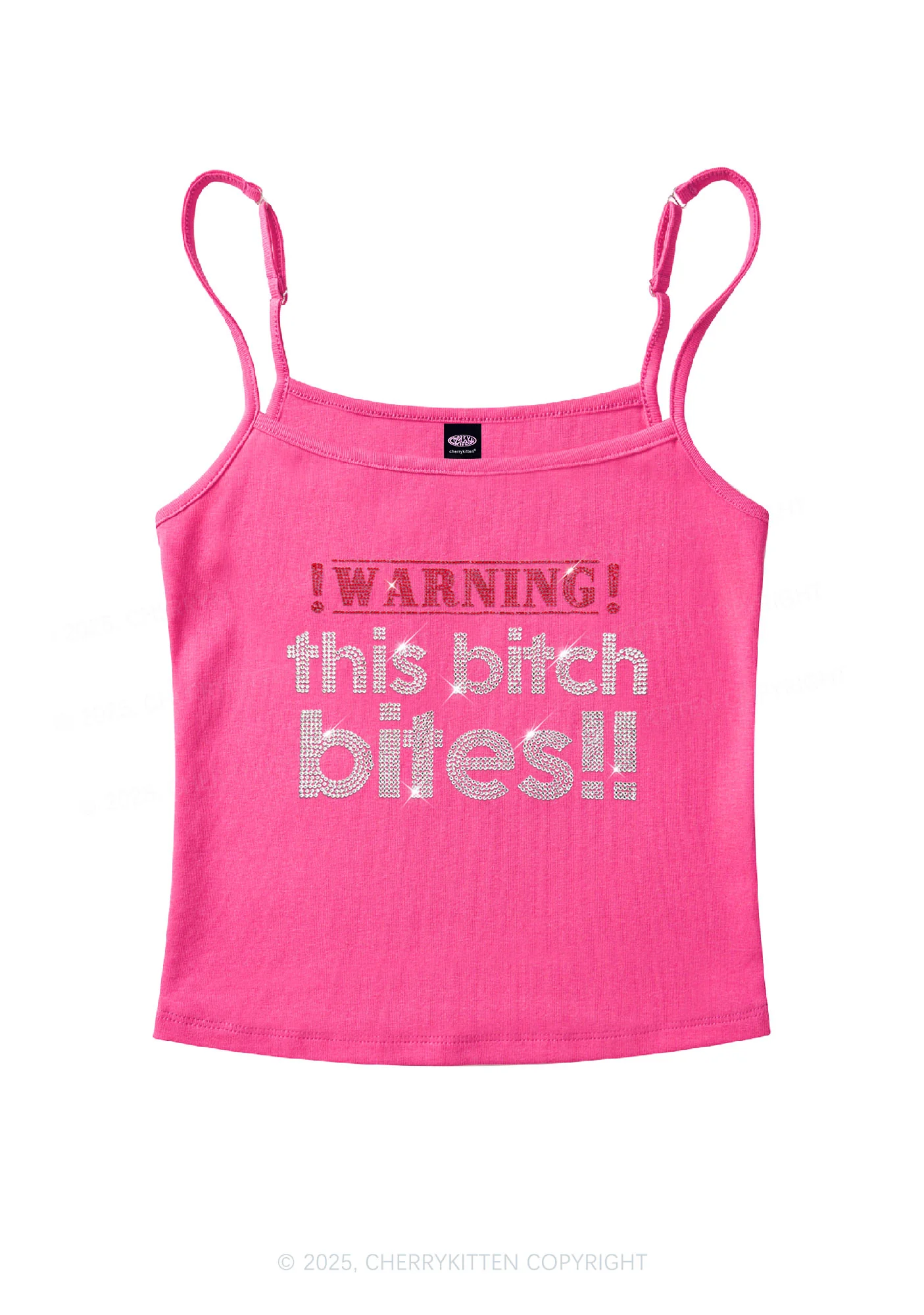 Rhinestone This Bxxch Bites Y2K Spaghetti Strap Cami Cherrykitten - Image 6