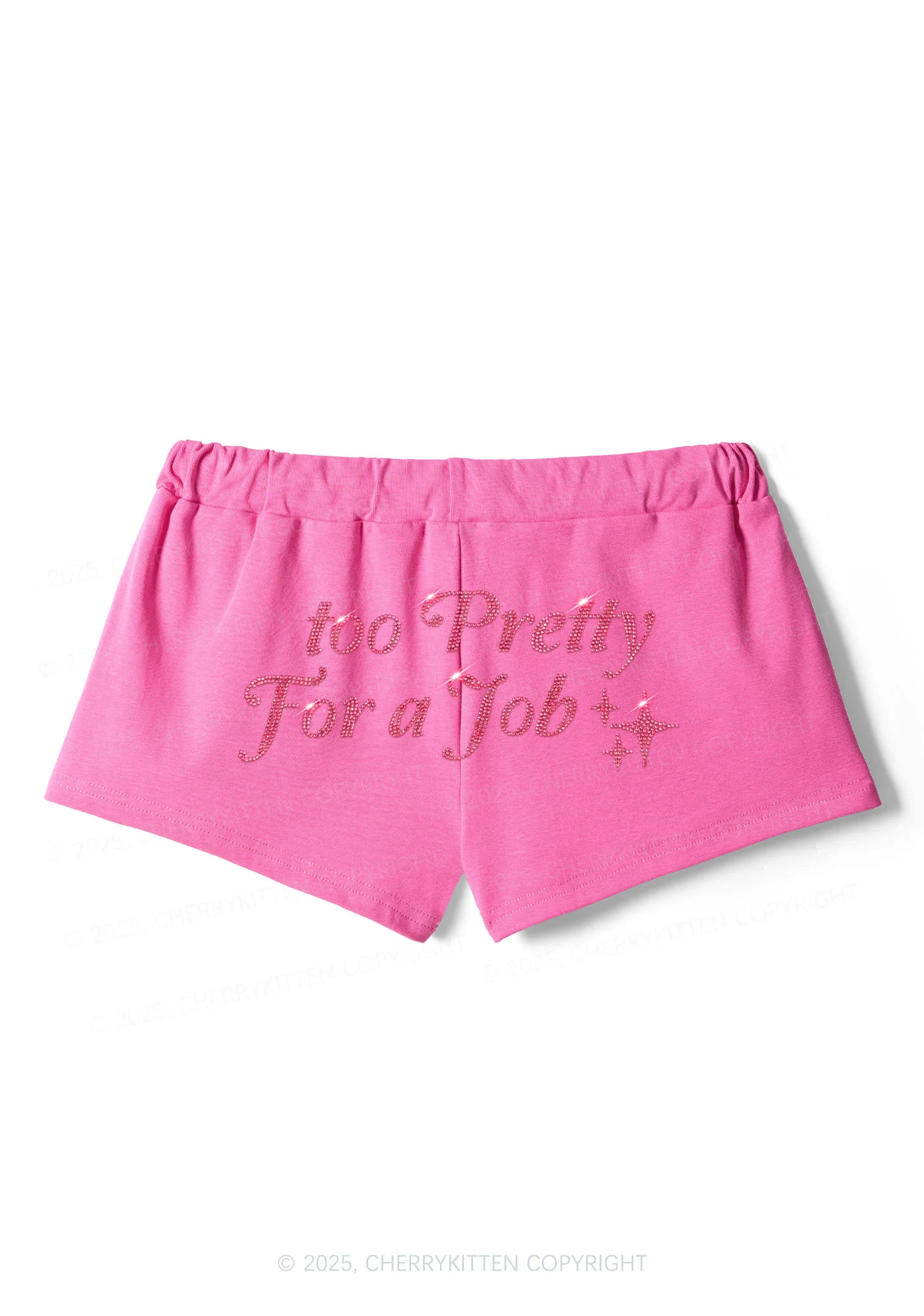 Rhinestone Too Pretty For Job Y2K Drawstring Mini Shorts Cherrykitten - Image 4