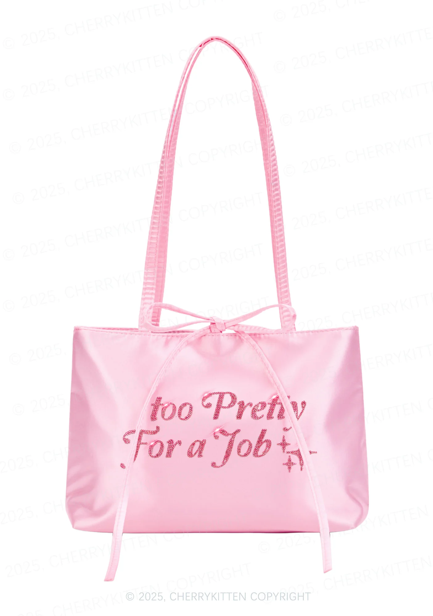 Rhinestone Too Pretty For Job Y2K Satin Bags Cherrykitten - Image 2