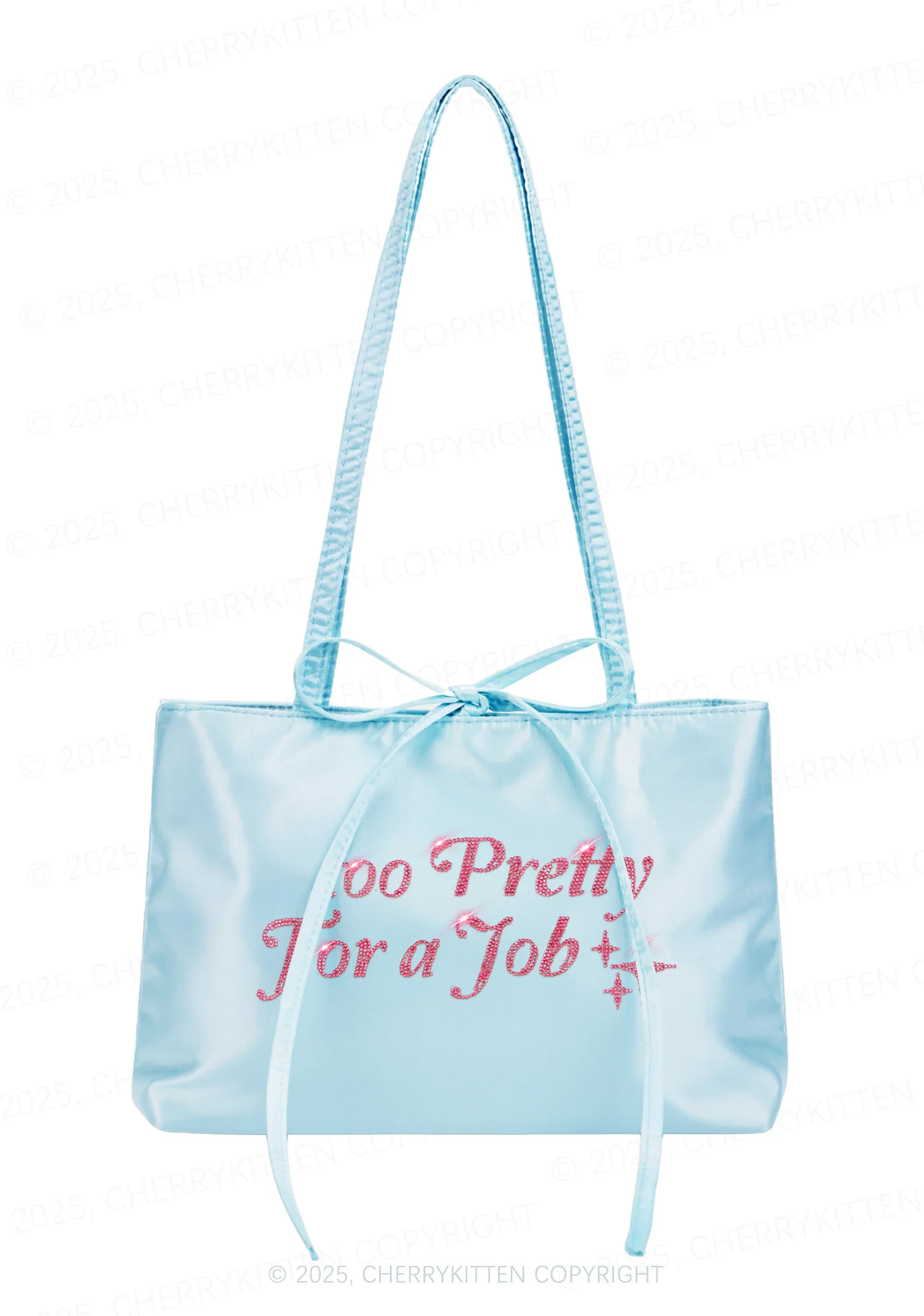 Rhinestone Too Pretty For Job Y2K Satin Bags Cherrykitten - Image 3