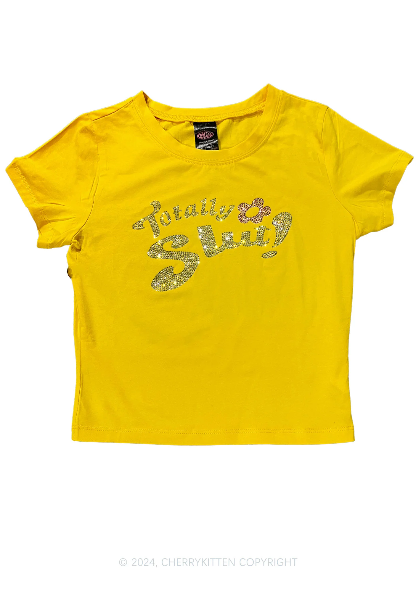 Rhinestone Totally Slxt Y2K Baby Tee Cherrykitten - Image 5