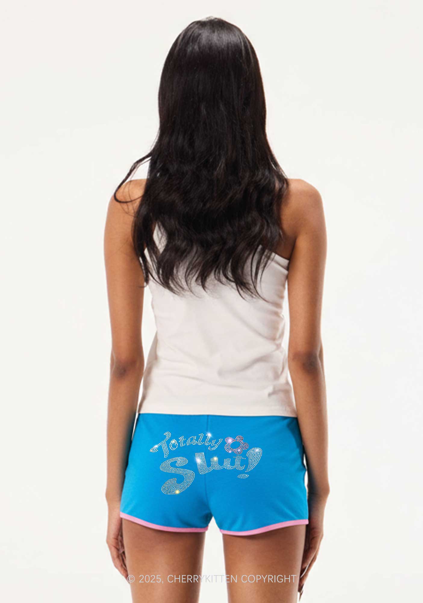 Rhinestone Totally Slxt Y2K Booty Shorts Cherrykitten - Image 2