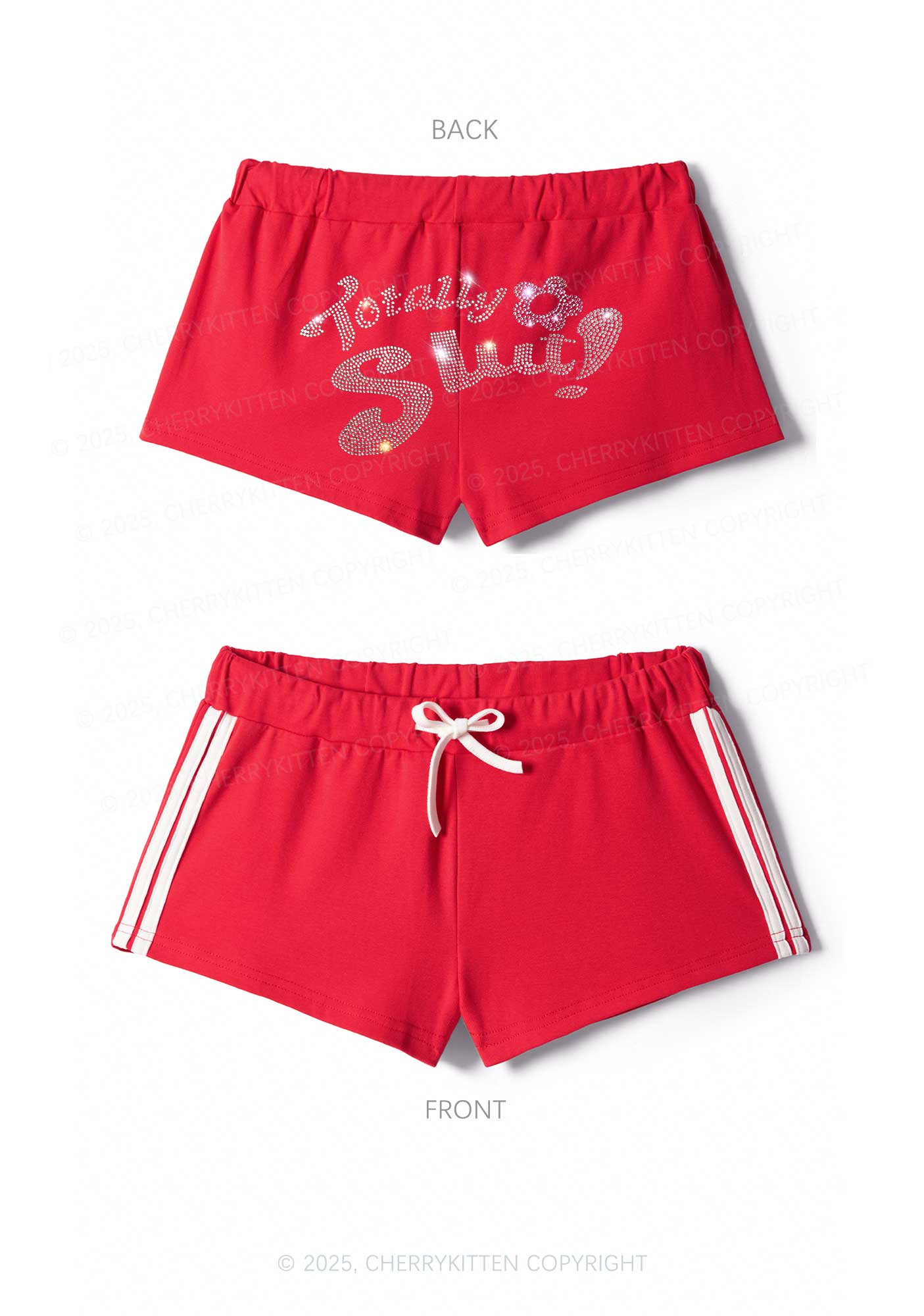 Rhinestone Totally Slxt Y2K Drawstring Mini Shorts Cherrykitten - Image 4