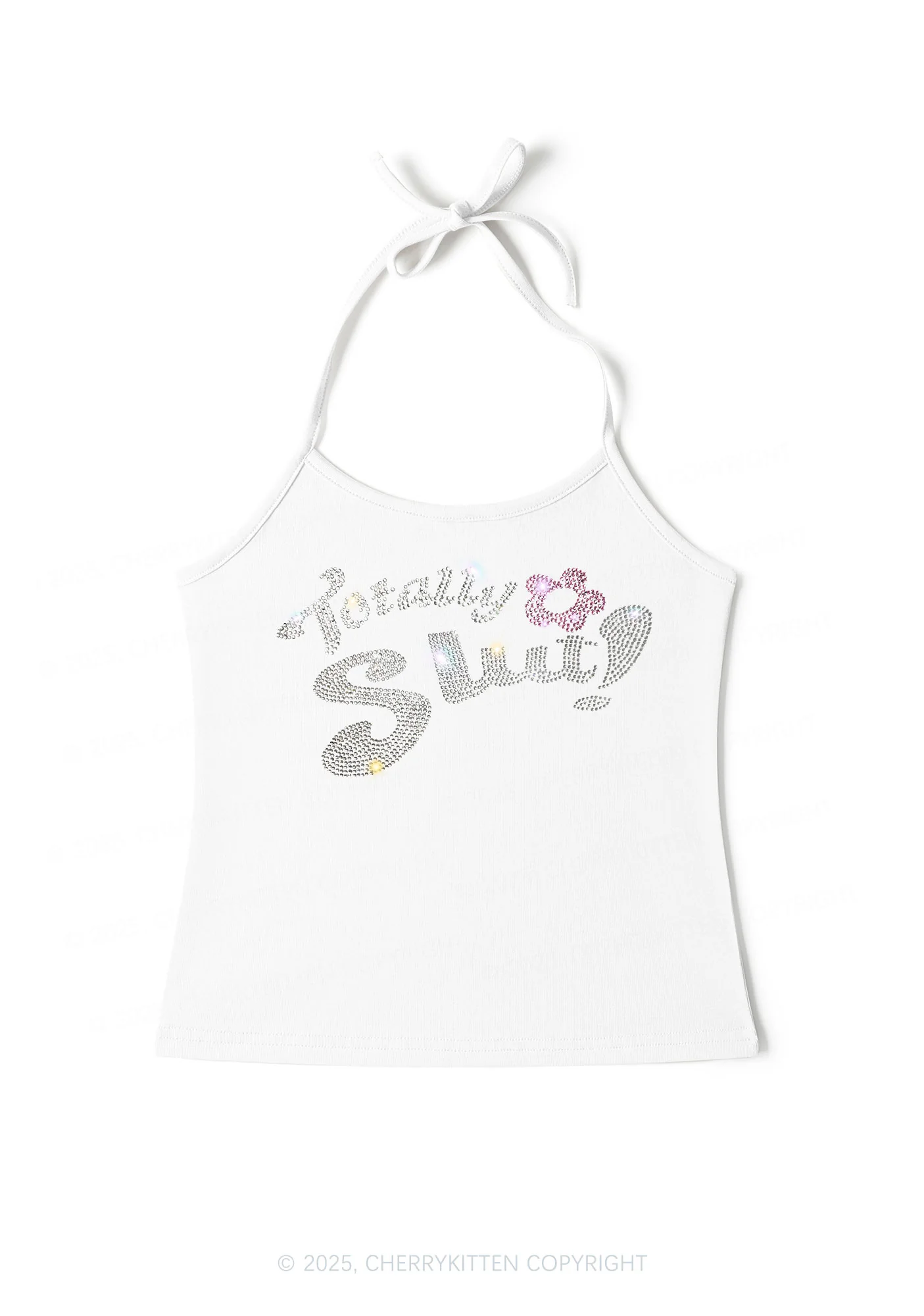 Rhinestone Totally Slxt Y2K Halter Neck Cami Cherrykitten - Image 2