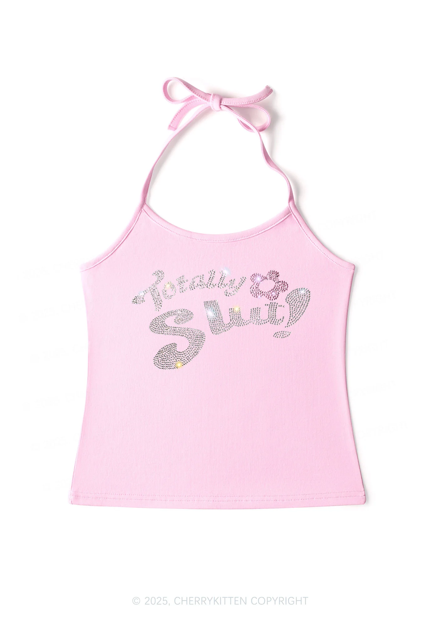 Rhinestone Totally Slxt Y2K Halter Neck Cami Cherrykitten - Image 4