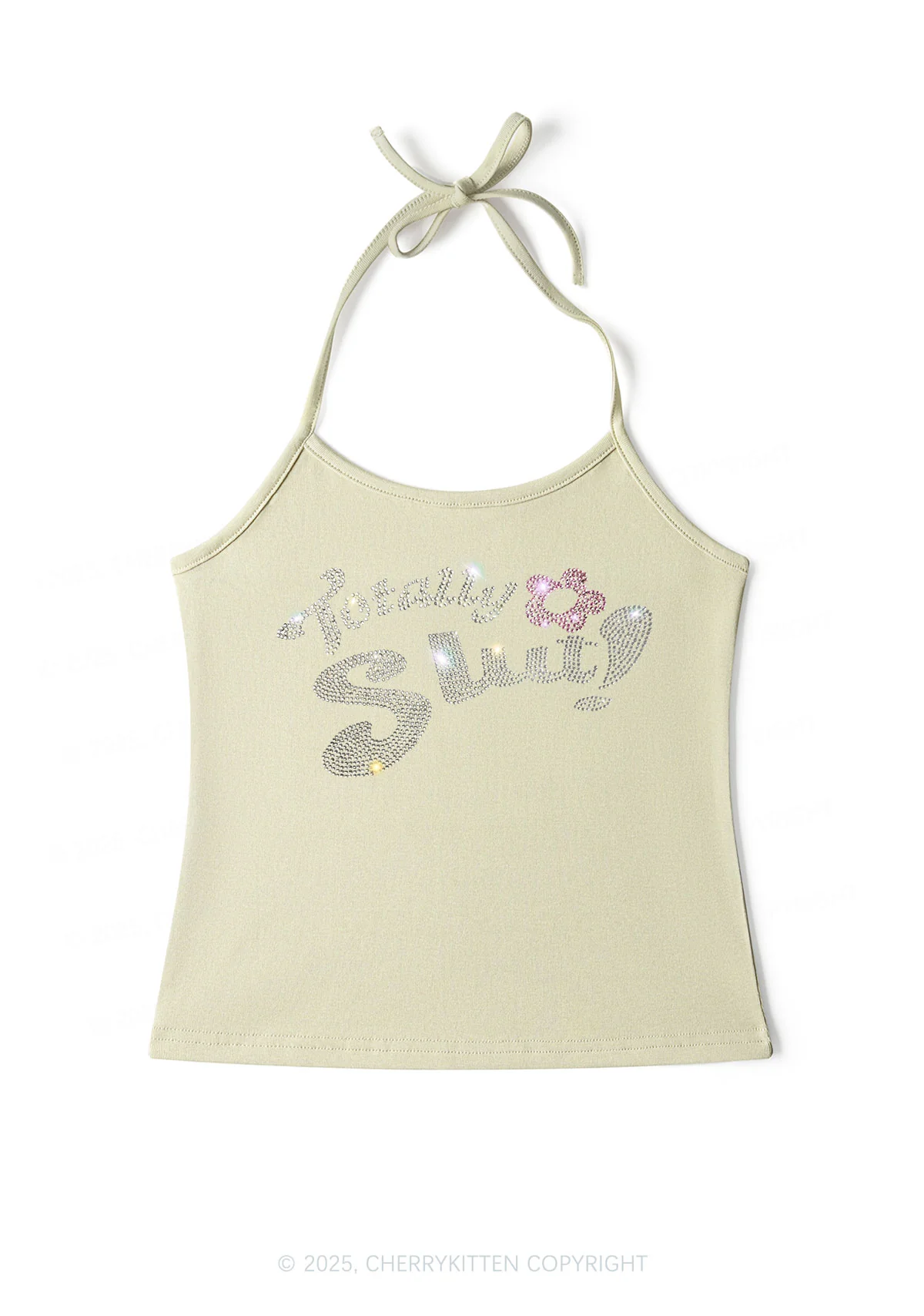 Rhinestone Totally Slxt Y2K Halter Neck Cami Cherrykitten - Image 6
