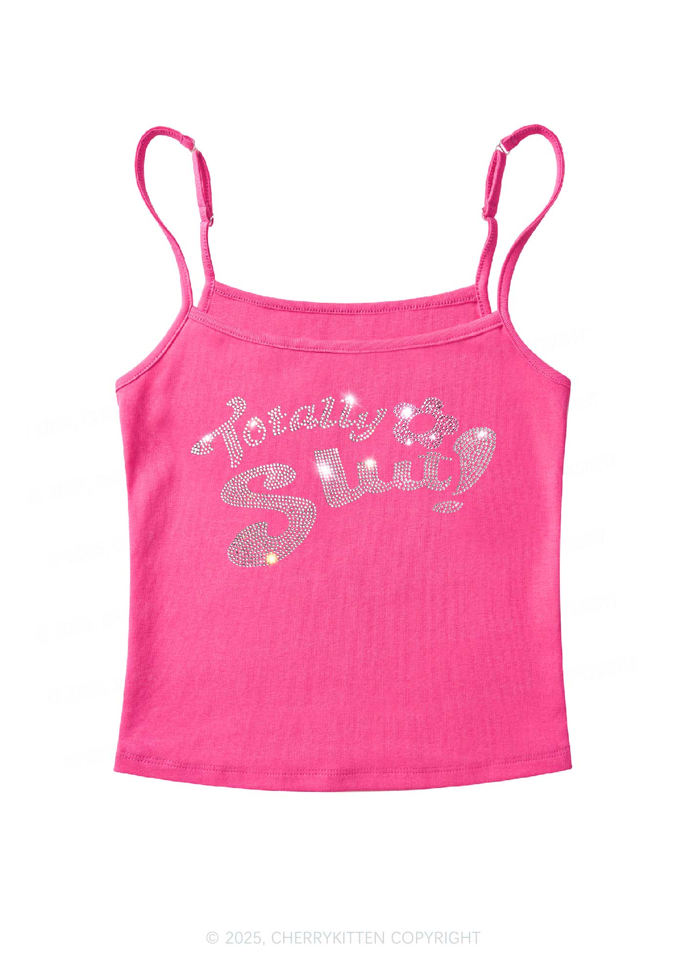 Rhinestone Totally Slxt Y2K Spaghetti Strap Cami Cherrykitten - Image 5