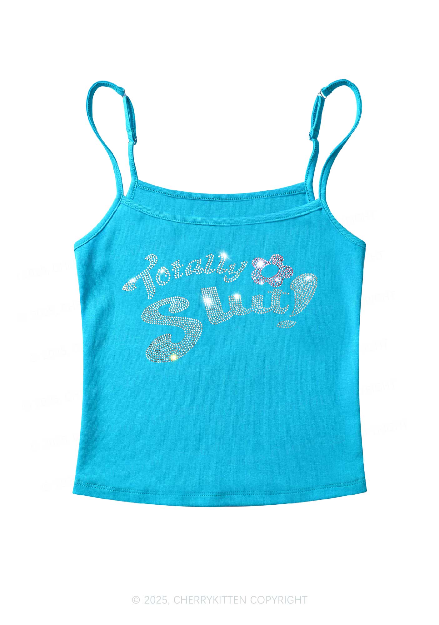 Rhinestone Totally Slxt Y2K Spaghetti Strap Cami Cherrykitten - Image 6