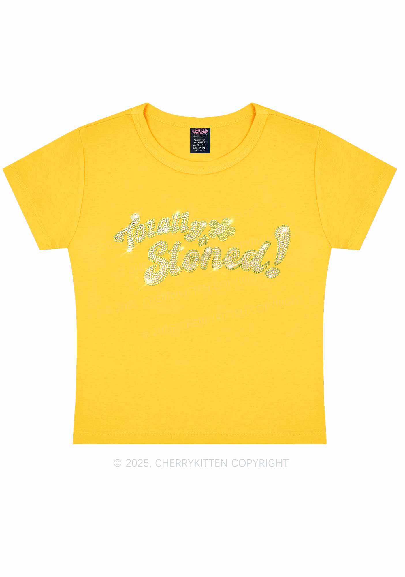 Rhinestone Totally Stoned Y2K Baby Tee Cherrykitten - Image 10