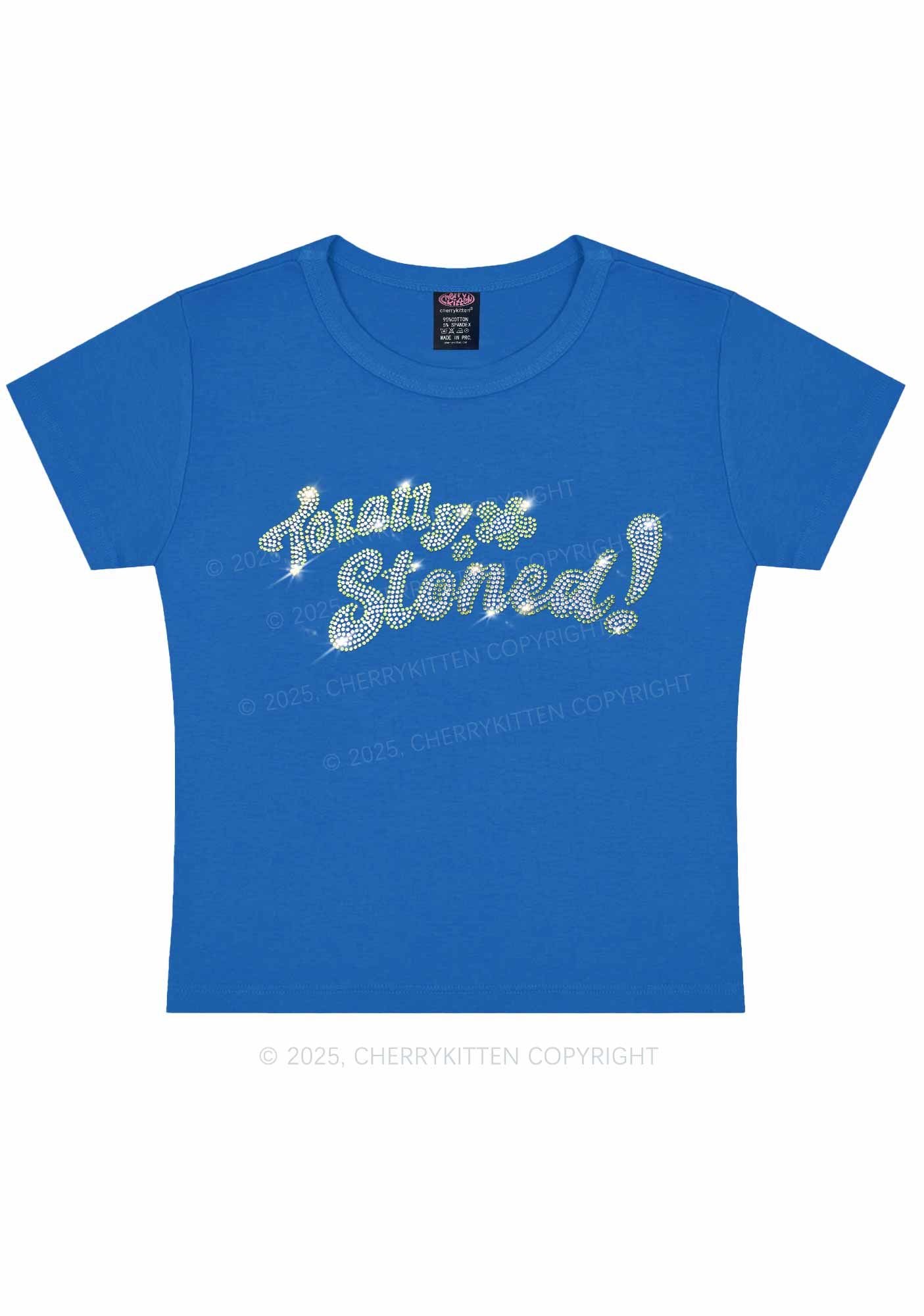 Rhinestone Totally Stoned Y2K Baby Tee Cherrykitten - Image 3
