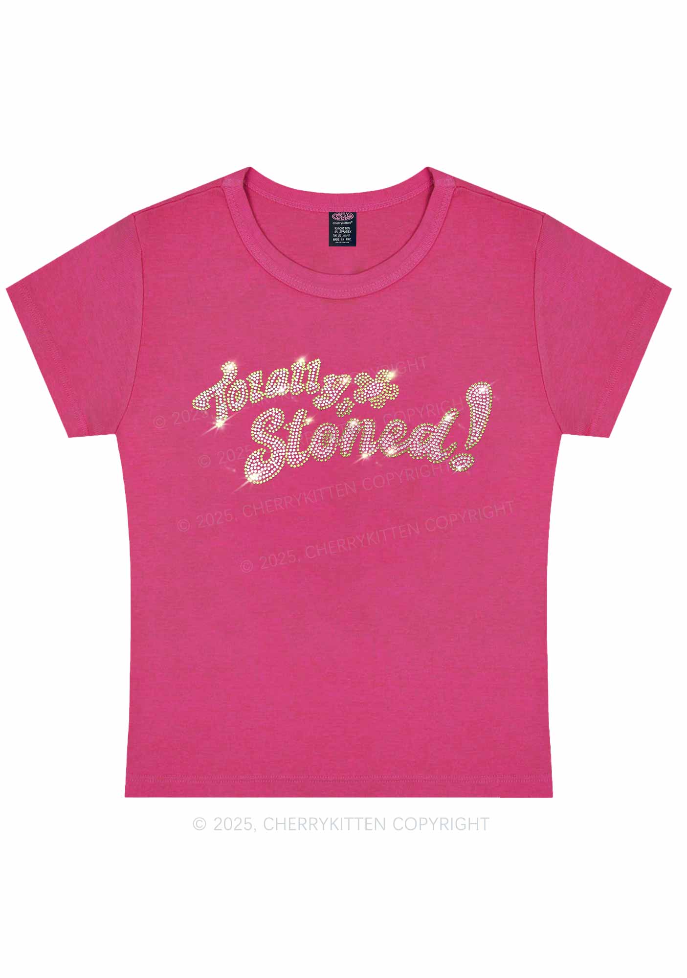 Rhinestone Totally Stoned Y2K Baby Tee Cherrykitten - Image 4