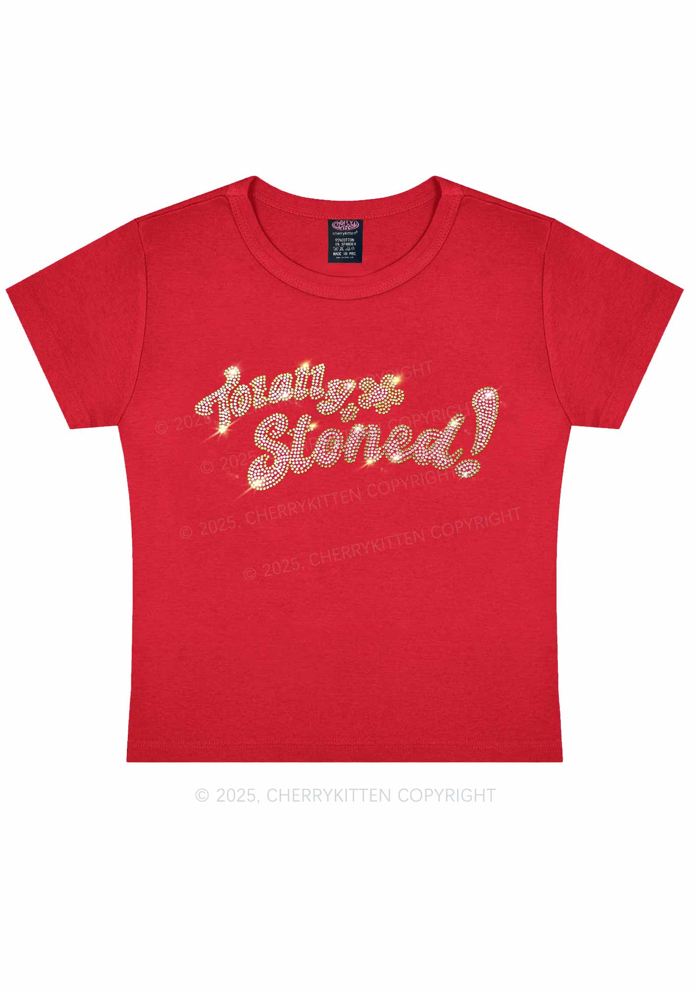 Rhinestone Totally Stoned Y2K Baby Tee Cherrykitten - Image 5