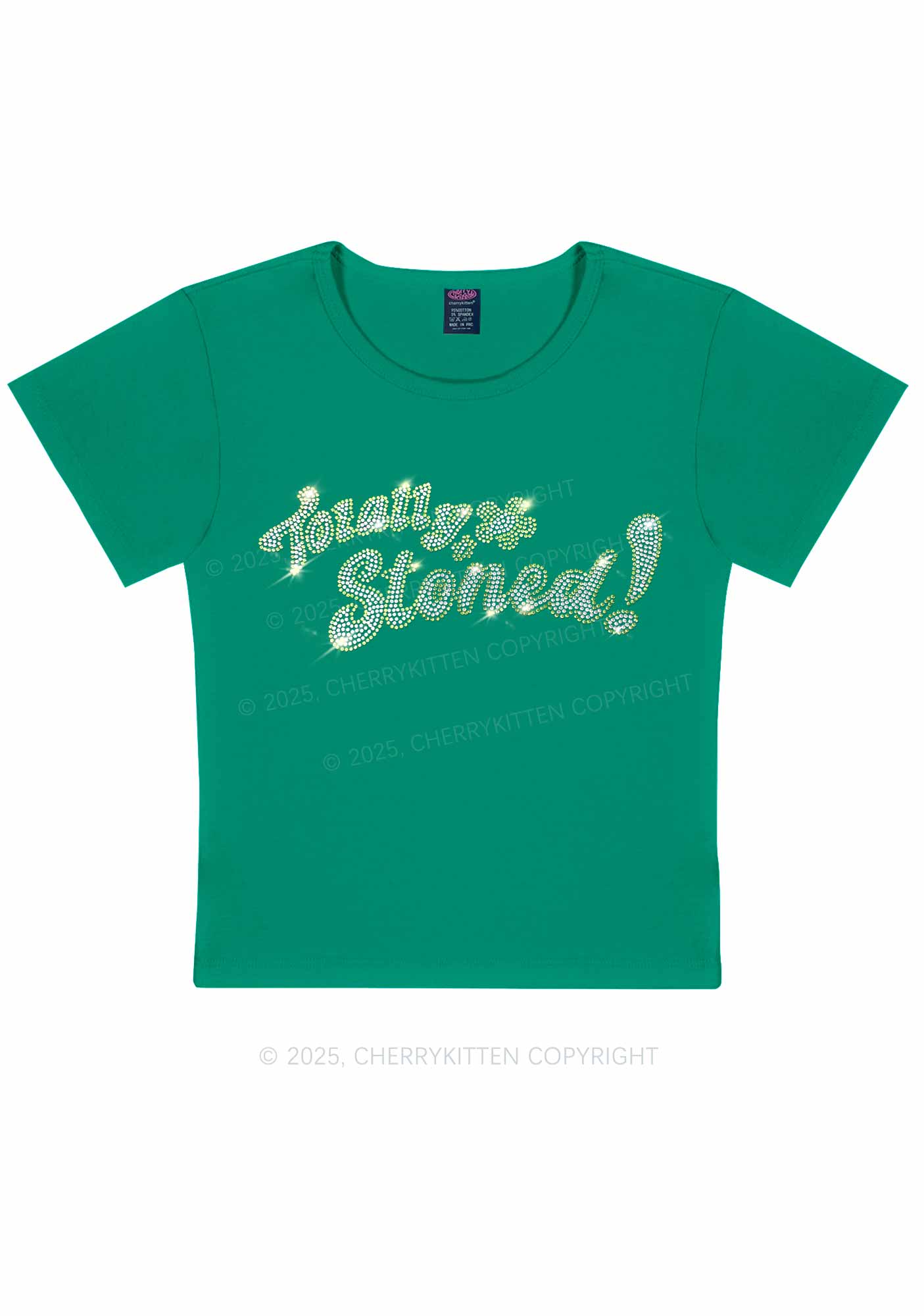 Rhinestone Totally Stoned Y2K Baby Tee Cherrykitten - Image 6