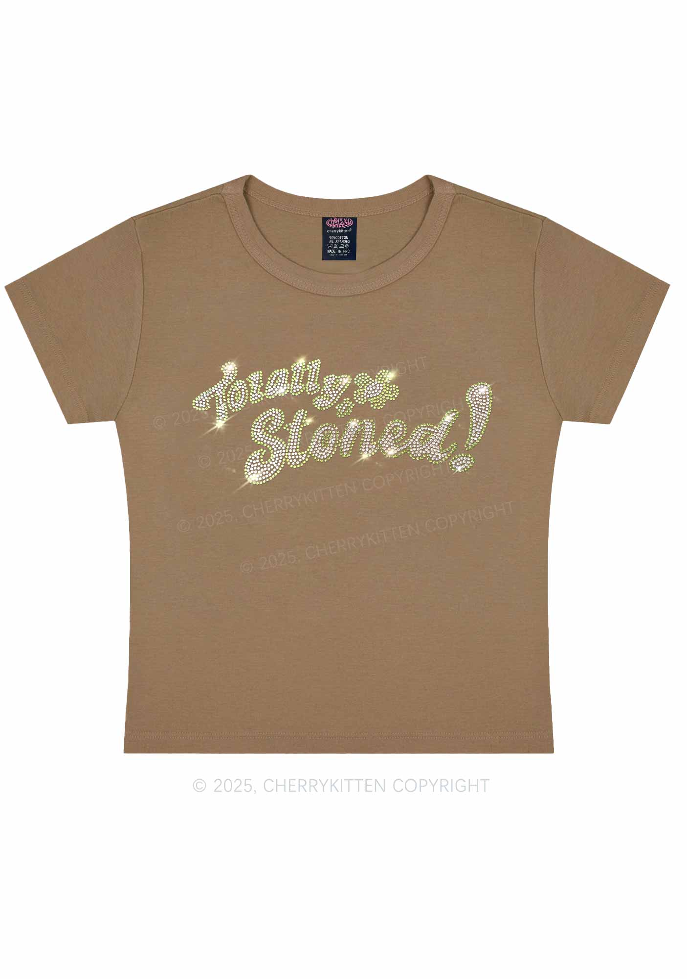 Rhinestone Totally Stoned Y2K Baby Tee Cherrykitten - Image 7