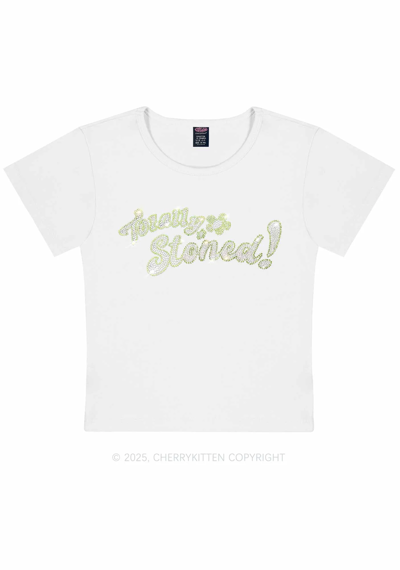 Rhinestone Totally Stoned Y2K Baby Tee Cherrykitten - Image 8