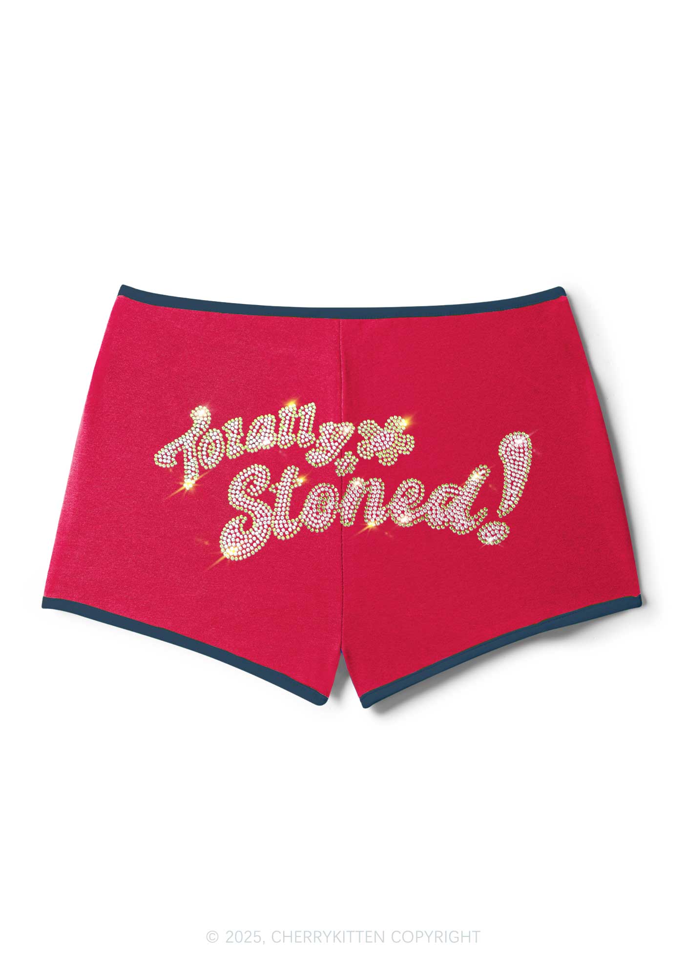Rhinestone Totally Stoned Y2K Booty Shorts Cherrykitten - Image 4