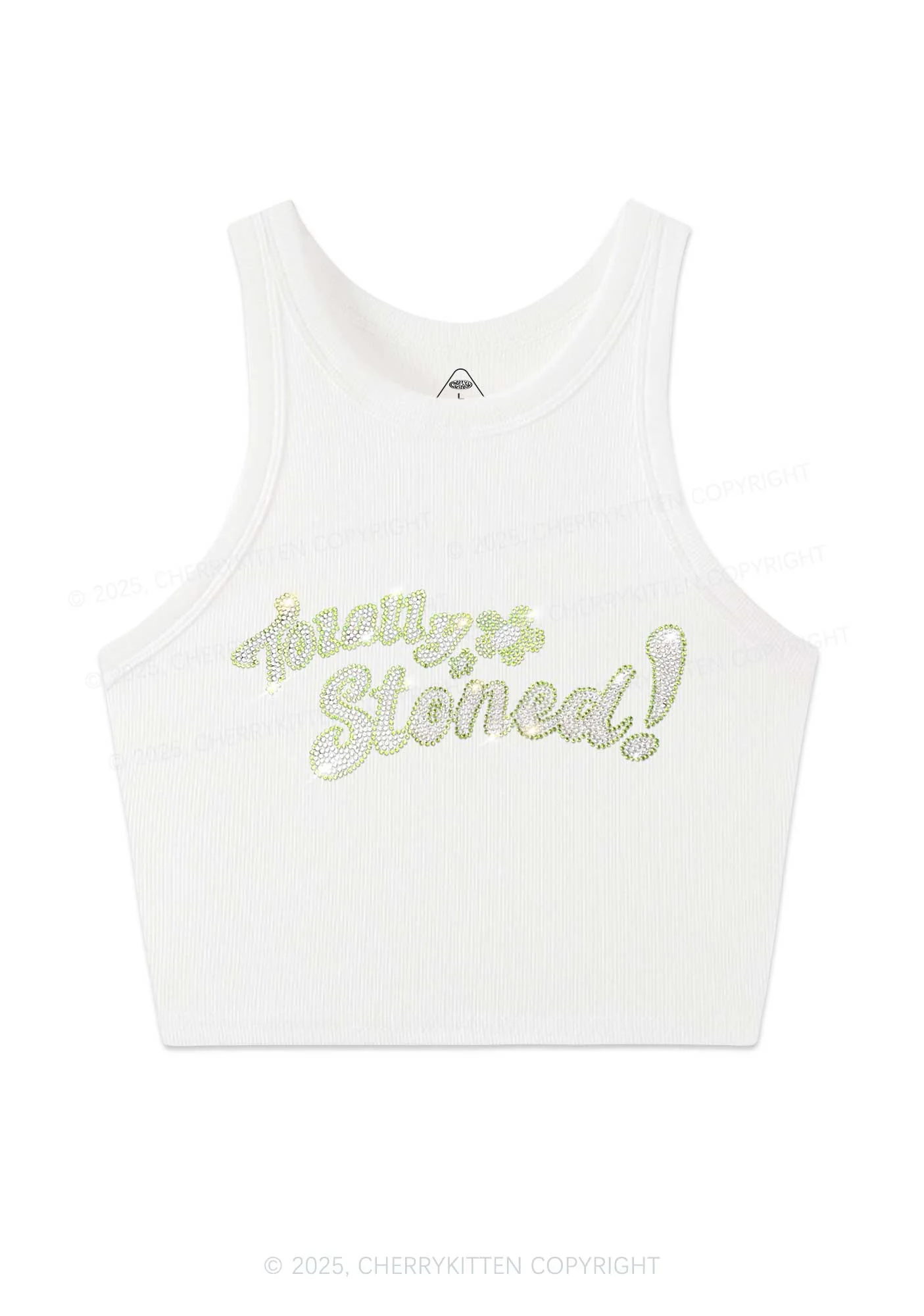 Rhinestone Totally Stoned Y2K Crop Tank Top Cherrykitten - Image 5