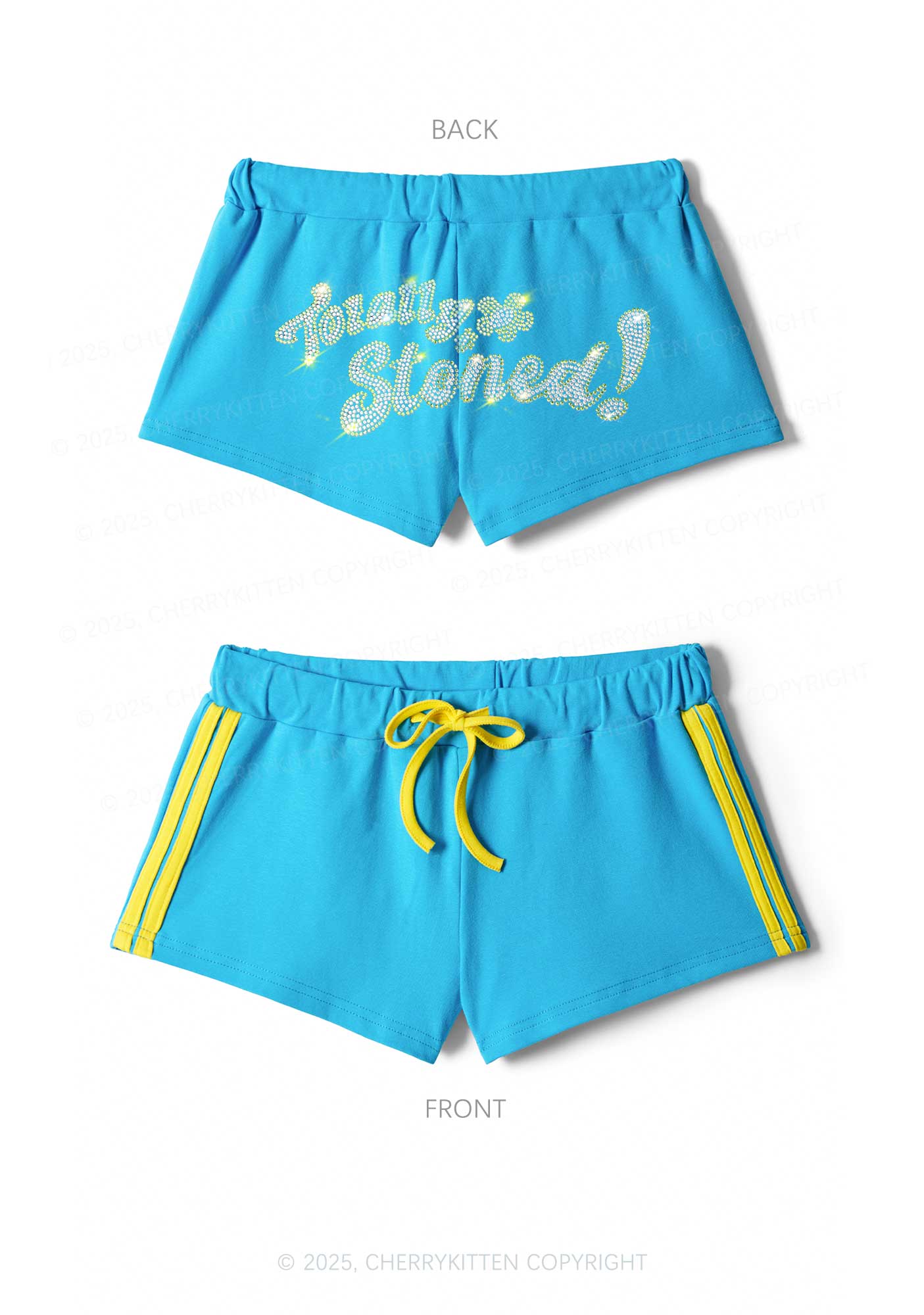 Rhinestone Totally Stoned Y2K Drawstring Mini Shorts Cherrykitten - Image 4
