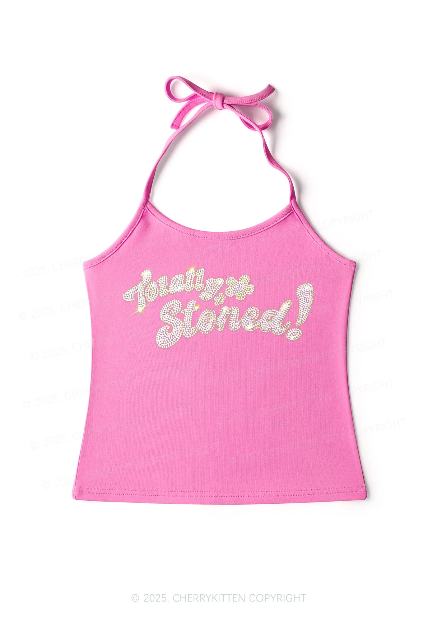 Rhinestone Totally Stoned Y2K Halter Neck Cami Cherrykitten - Image 4