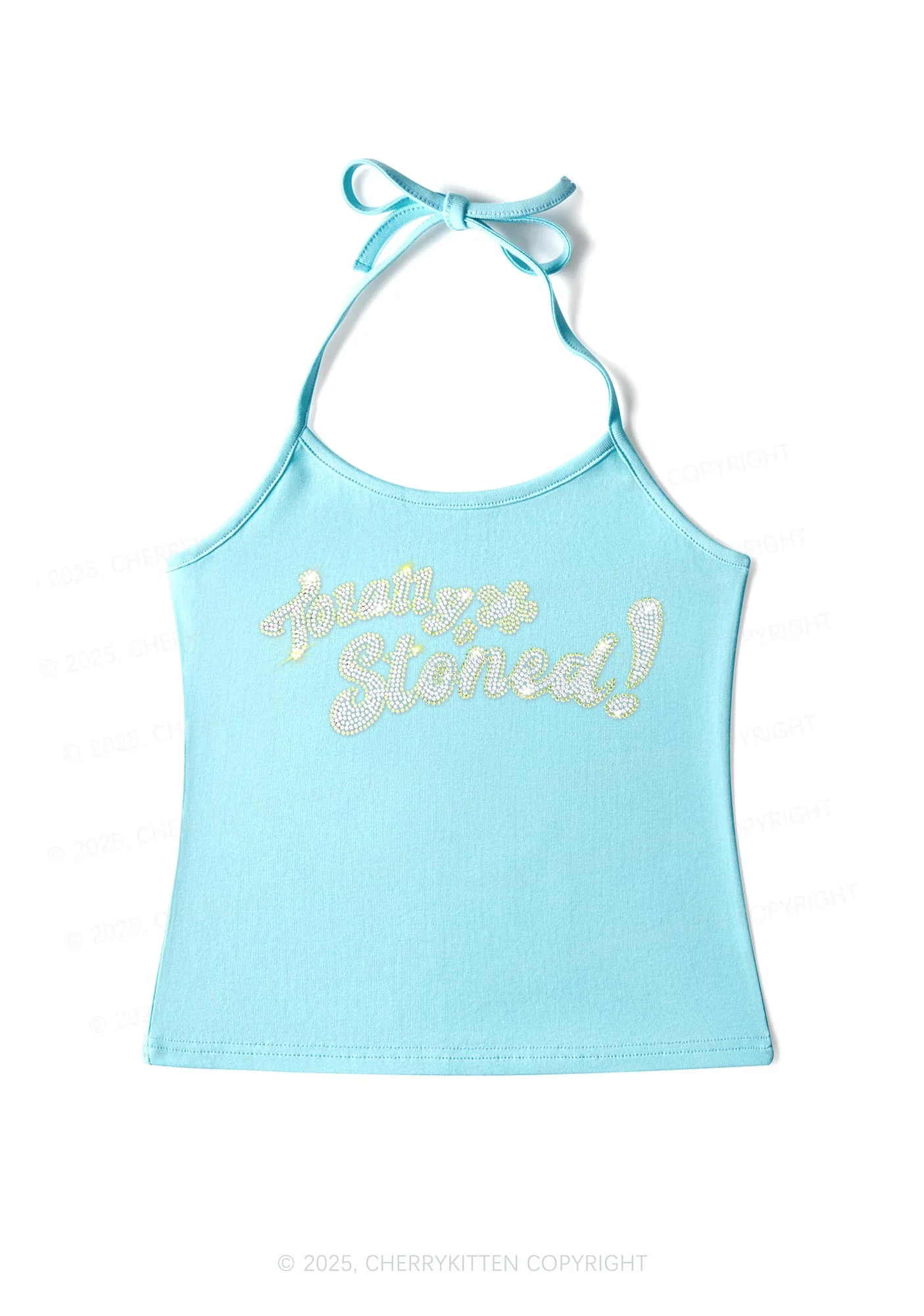 Rhinestone Totally Stoned Y2K Halter Neck Cami Cherrykitten - Image 5