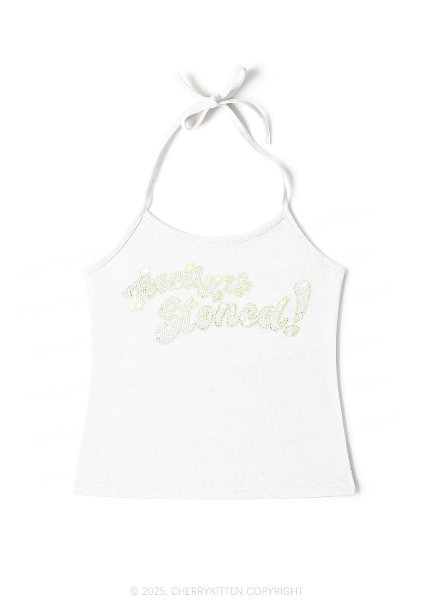 Rhinestone Totally Stoned Y2K Halter Neck Cami Cherrykitten - Image 7