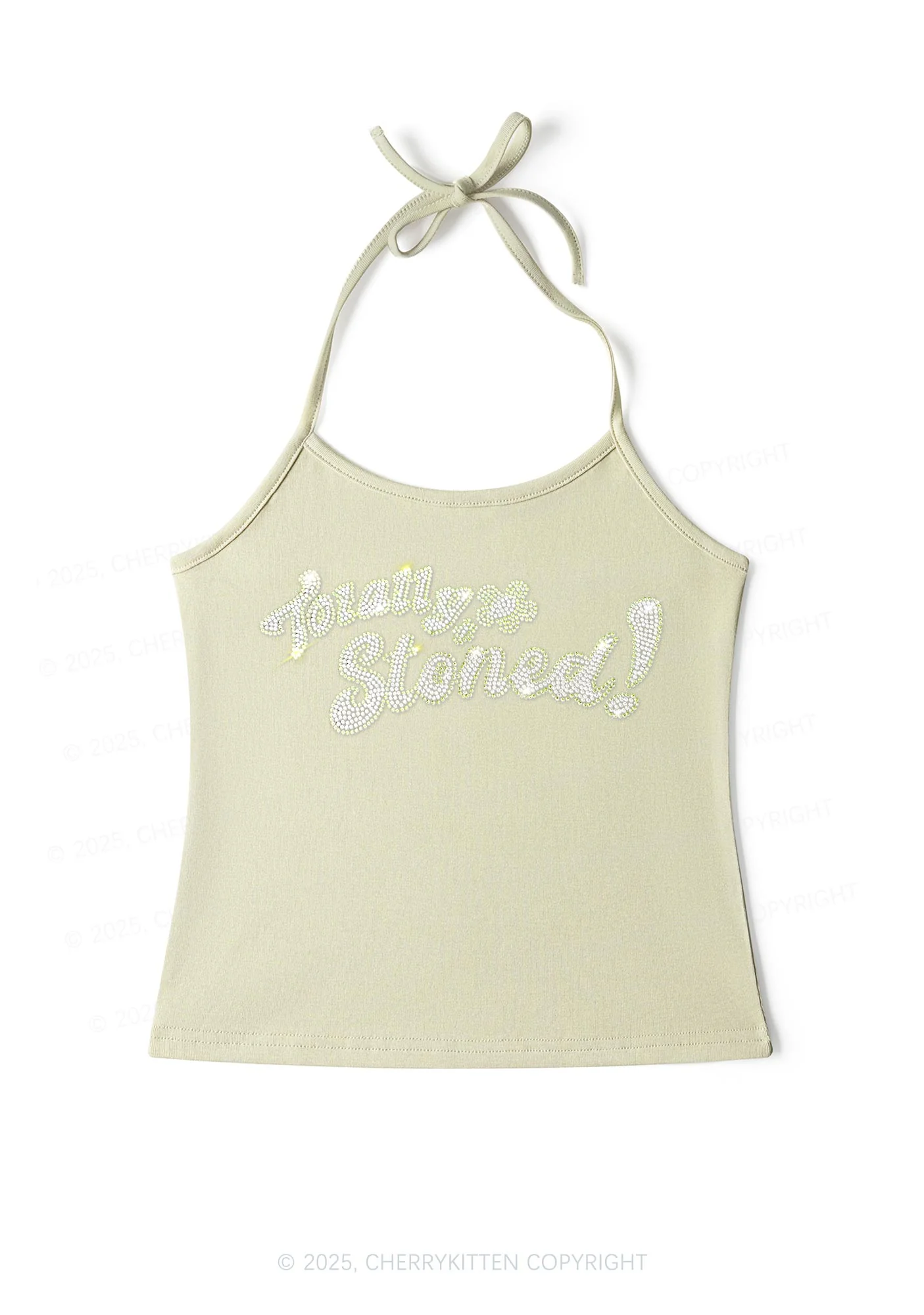Rhinestone Totally Stoned Y2K Halter Neck Cami Cherrykitten - Image 8