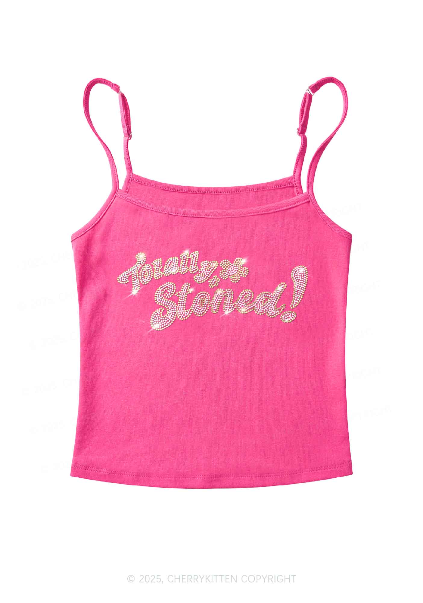 Rhinestone Totally Stoned Y2K Spaghetti Strap Cami Cherrykitten - Image 3