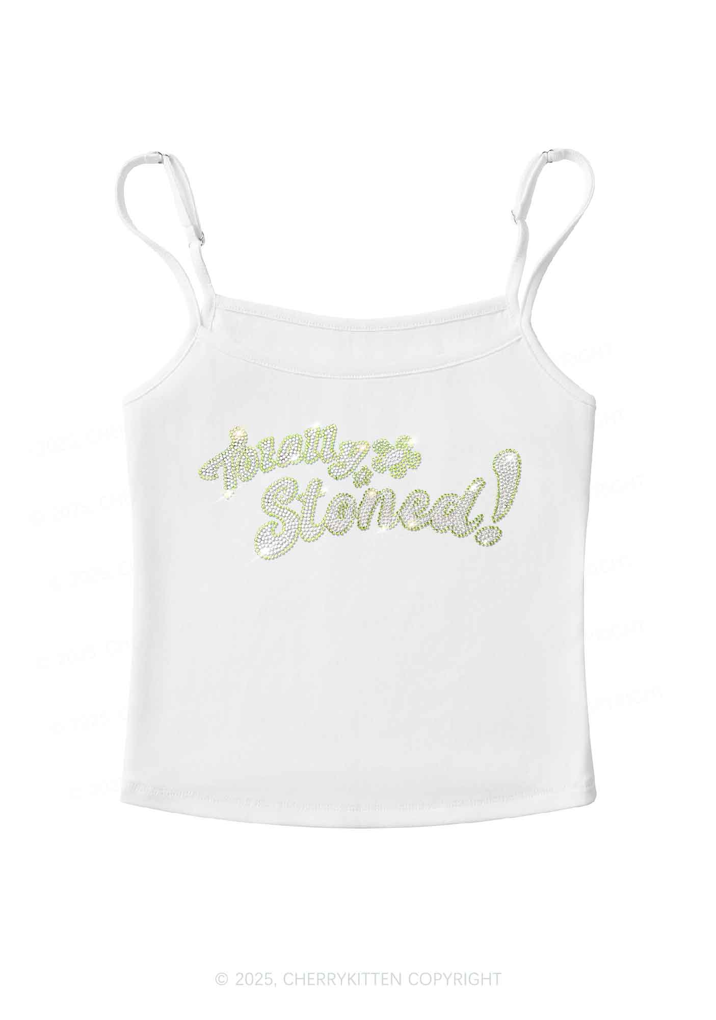 Rhinestone Totally Stoned Y2K Spaghetti Strap Cami Cherrykitten - Image 4
