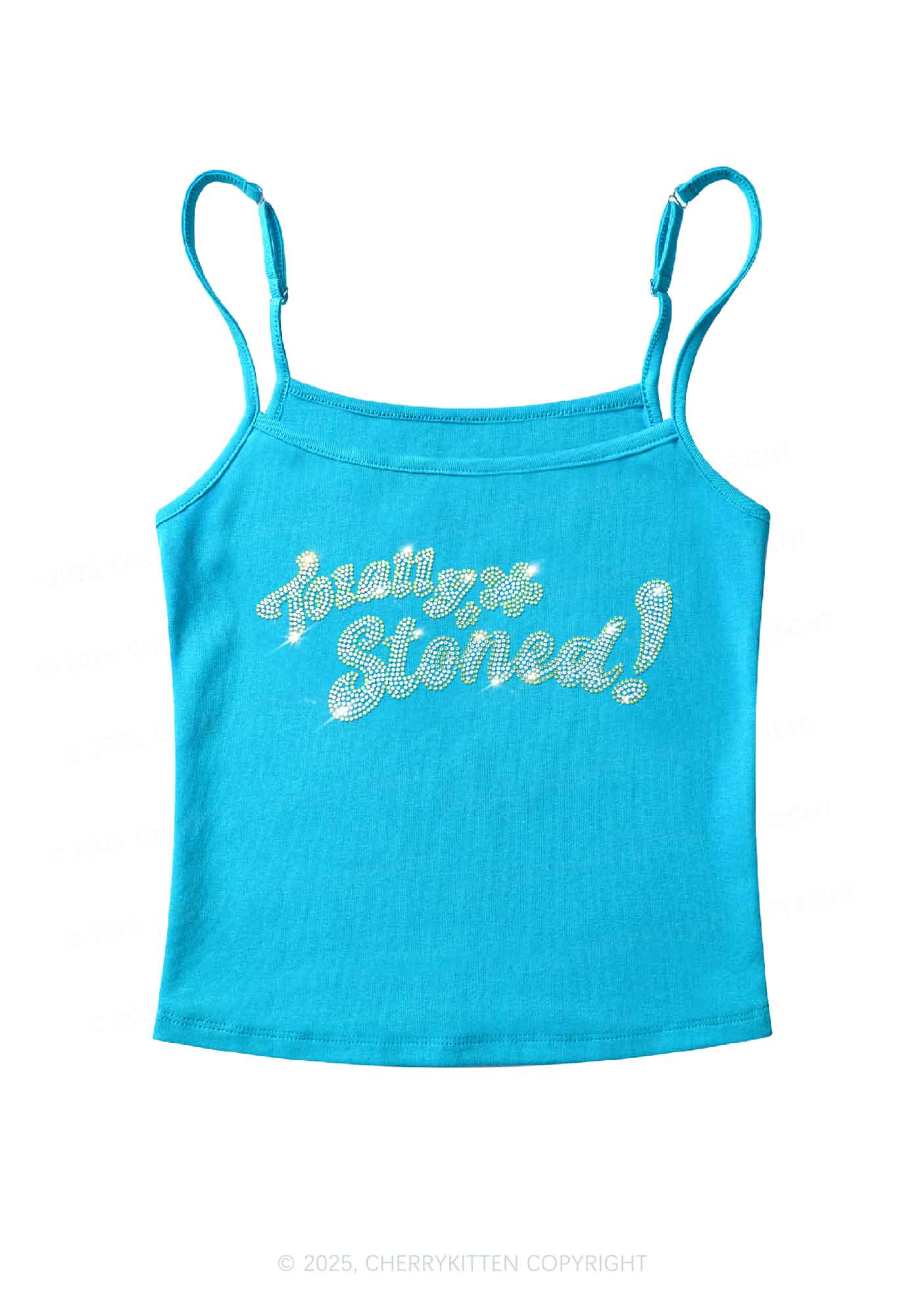 Rhinestone Totally Stoned Y2K Spaghetti Strap Cami Cherrykitten - Image 5