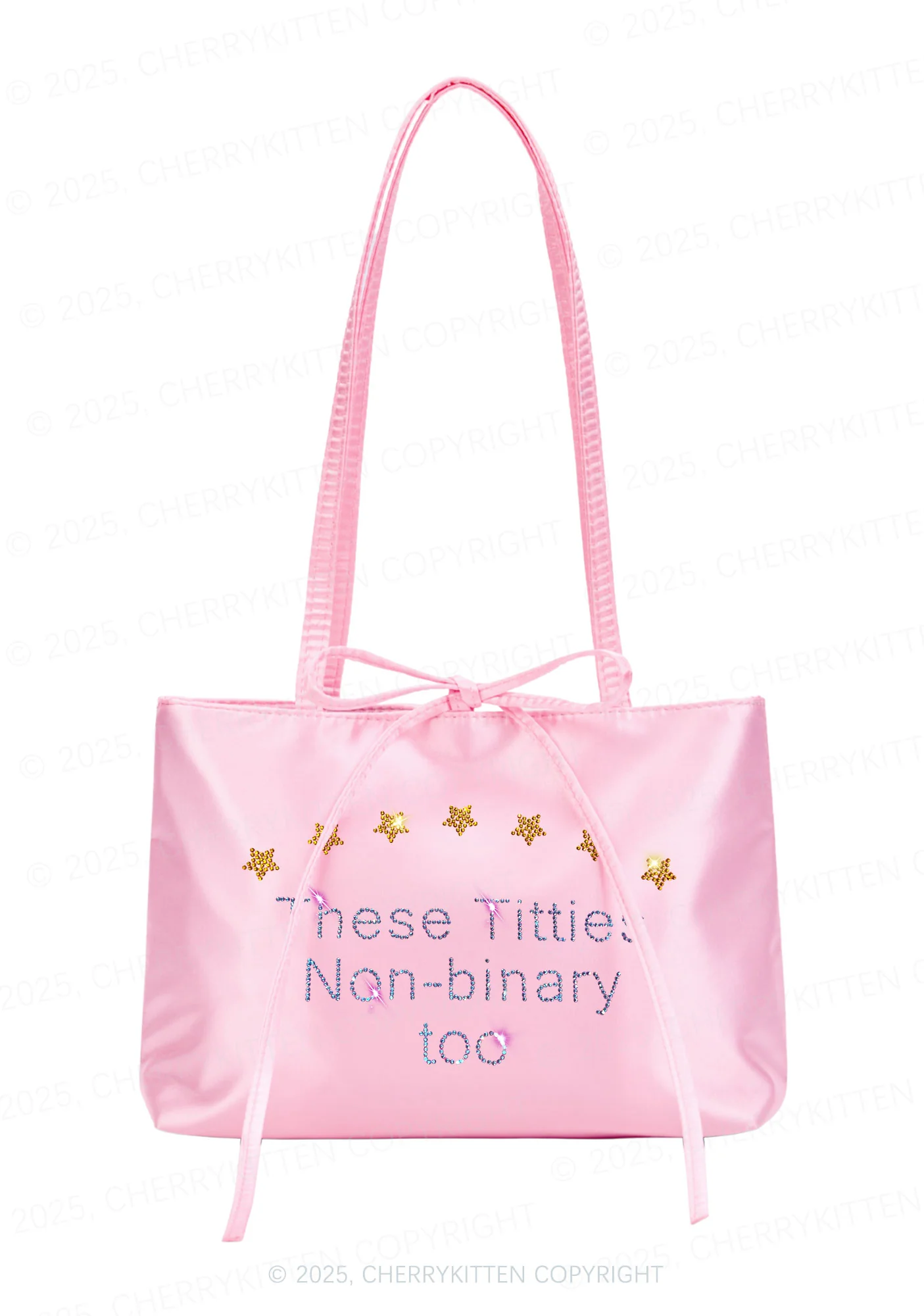 Rhinestone Txtties Nonbinary Too Pride Y2K Satin Bags Cherrykitten - Image 2