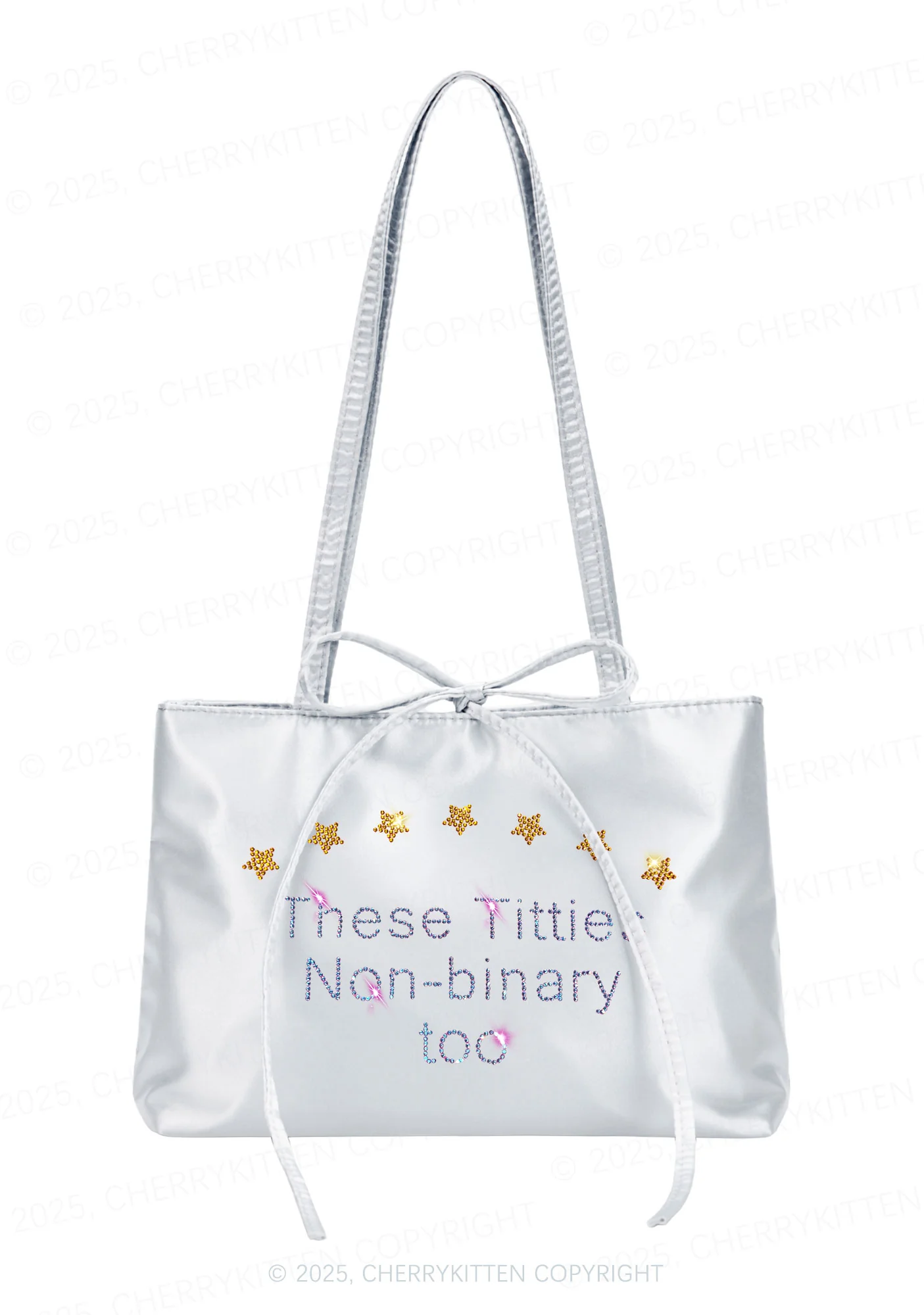 Rhinestone Txtties Nonbinary Too Pride Y2K Satin Bags Cherrykitten - Image 3