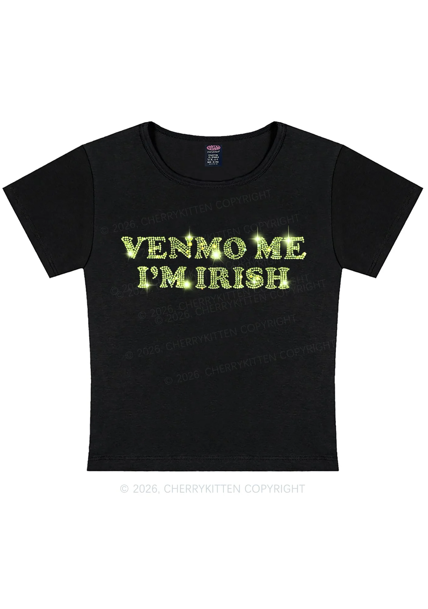 Rhinestone Venmo Me Im Irish St Patricks Y2K Baby Tee Cherrykitten - Image 3