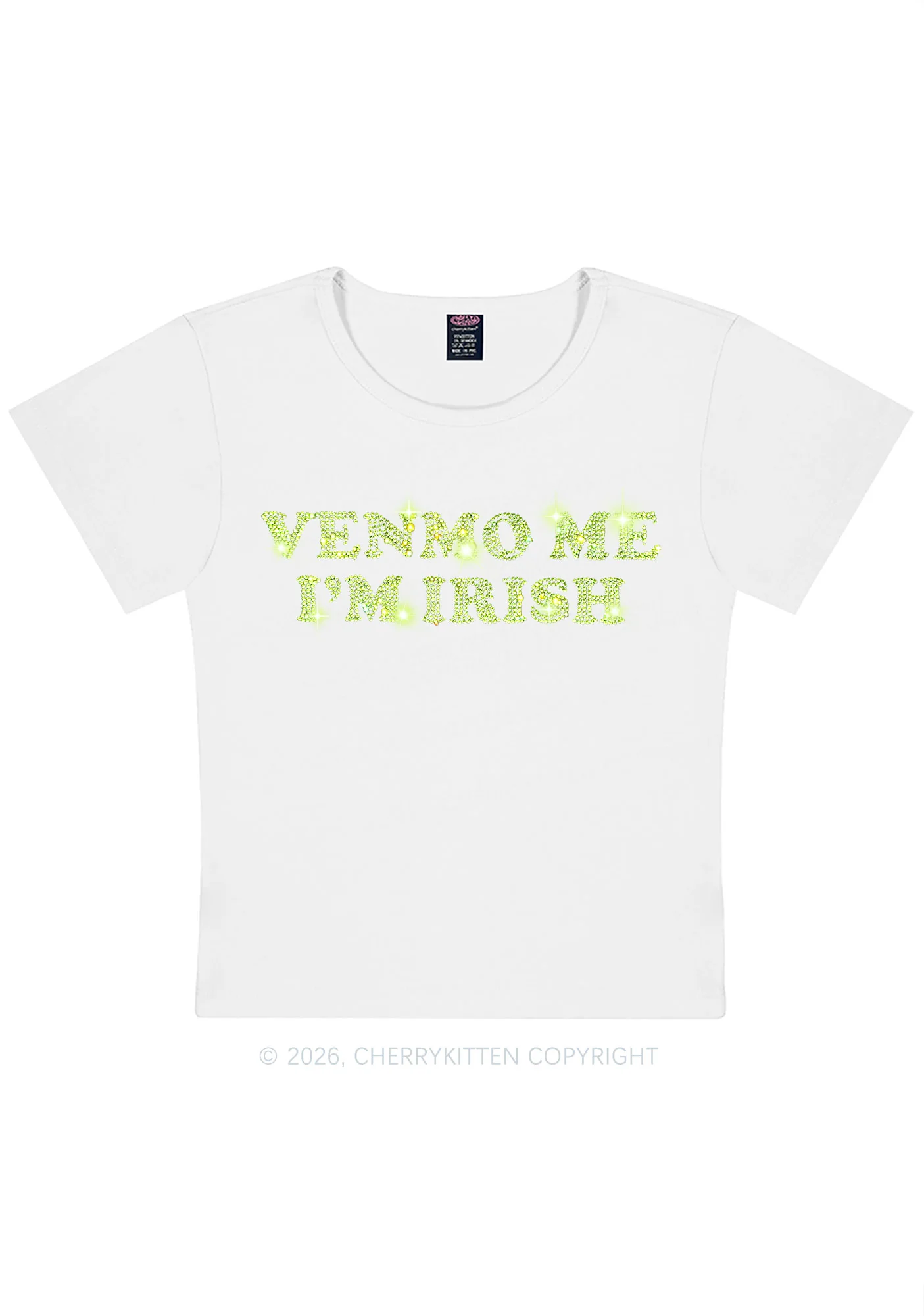 Rhinestone Venmo Me Im Irish St Patricks Y2K Baby Tee Cherrykitten - Image 4