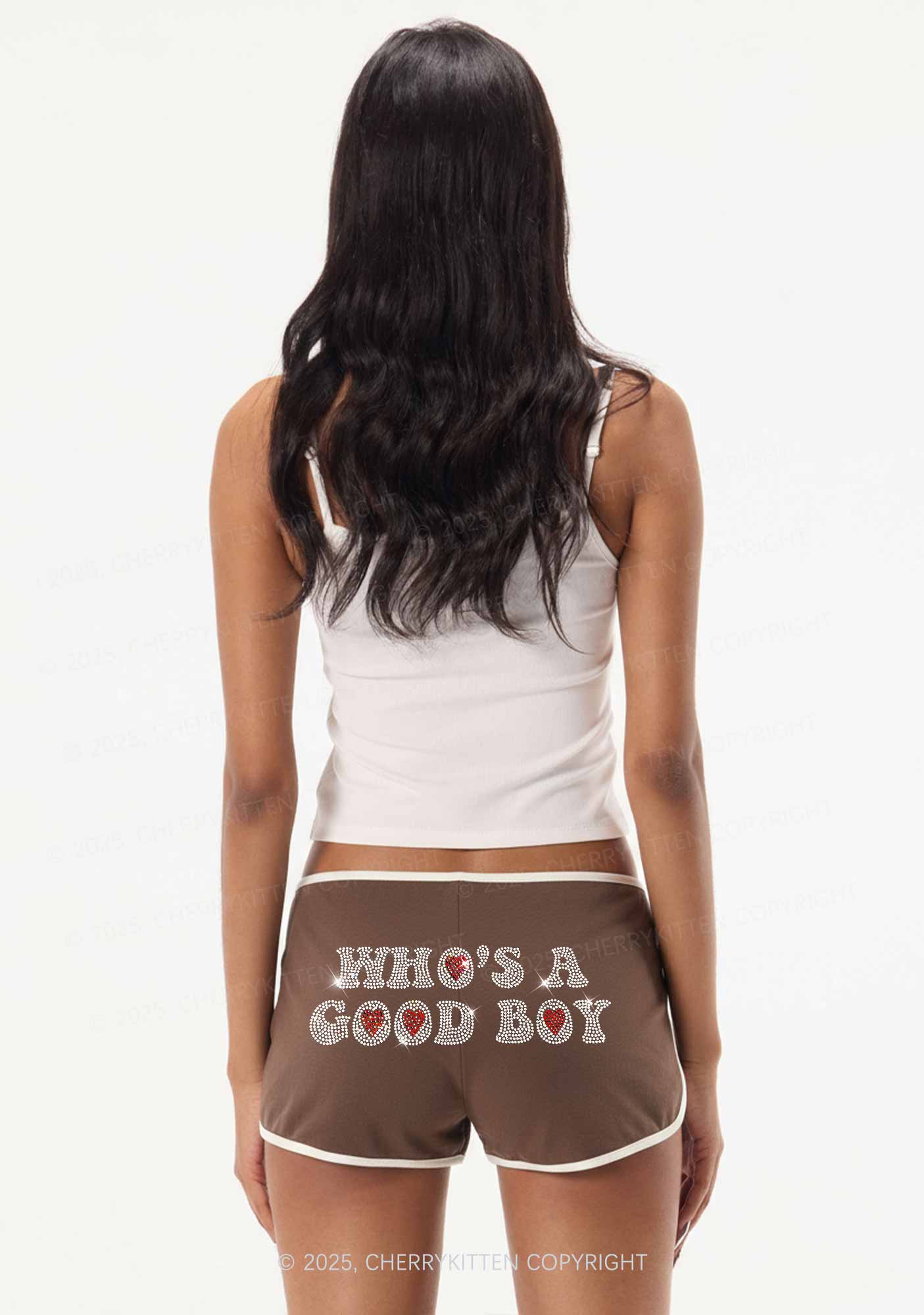 Rhinestone Whos A Good Boy Y2K Booty Shorts Cherrykitten - Image 2