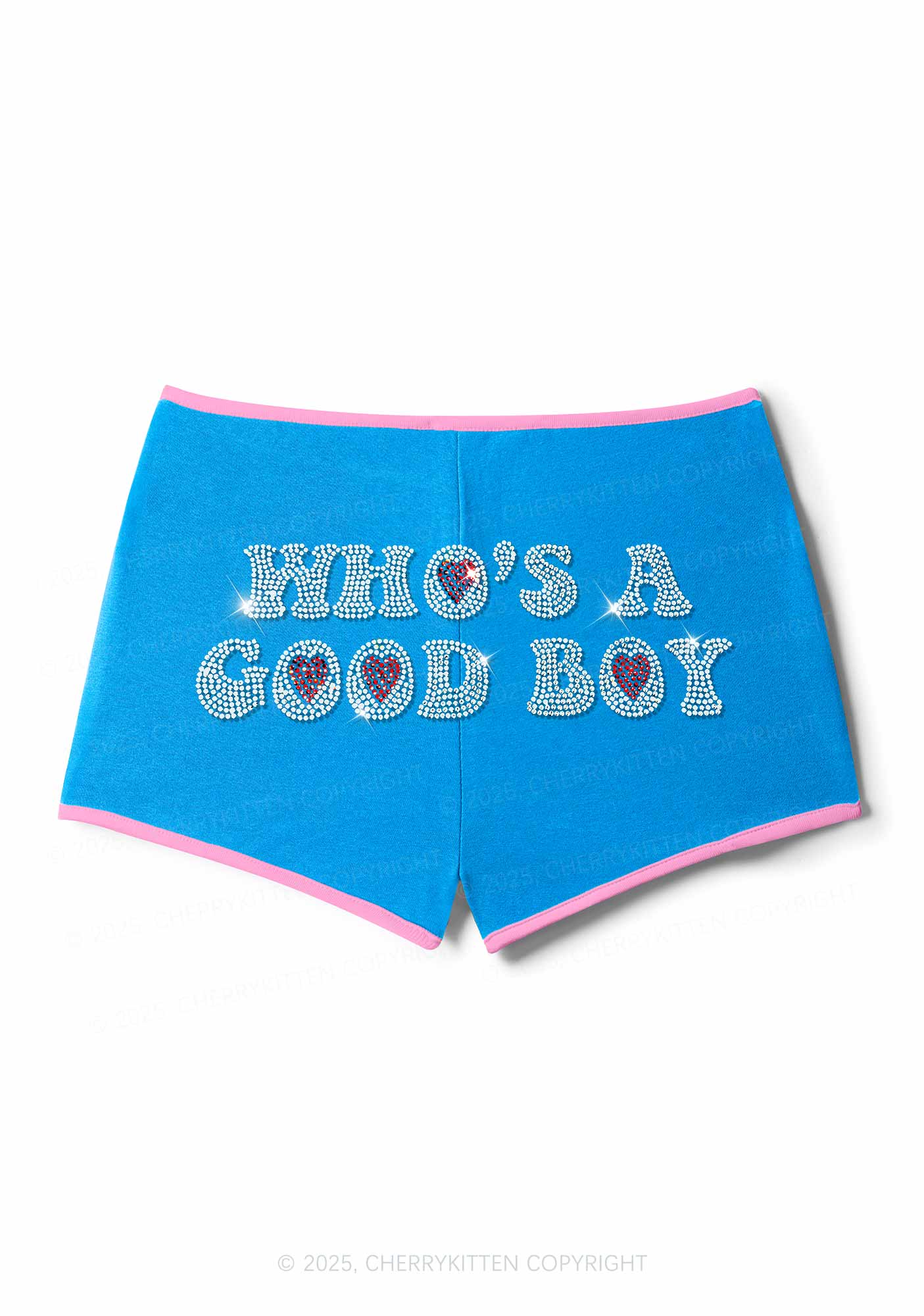 Rhinestone Whos A Good Boy Y2K Booty Shorts Cherrykitten - Image 3
