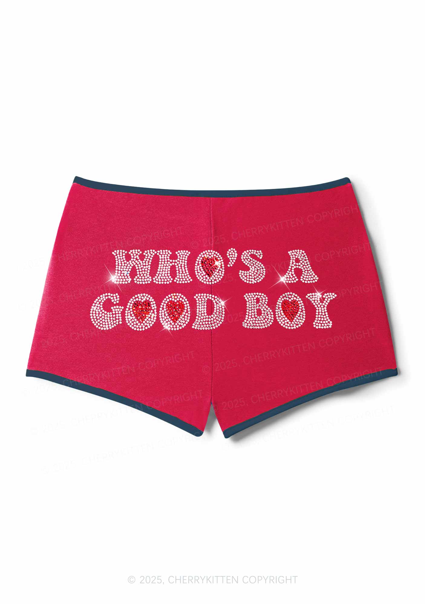 Rhinestone Whos A Good Boy Y2K Booty Shorts Cherrykitten - Image 4