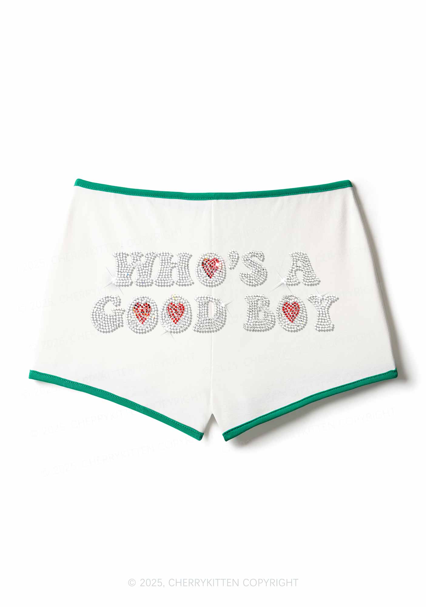 Rhinestone Whos A Good Boy Y2K Booty Shorts Cherrykitten - Image 5