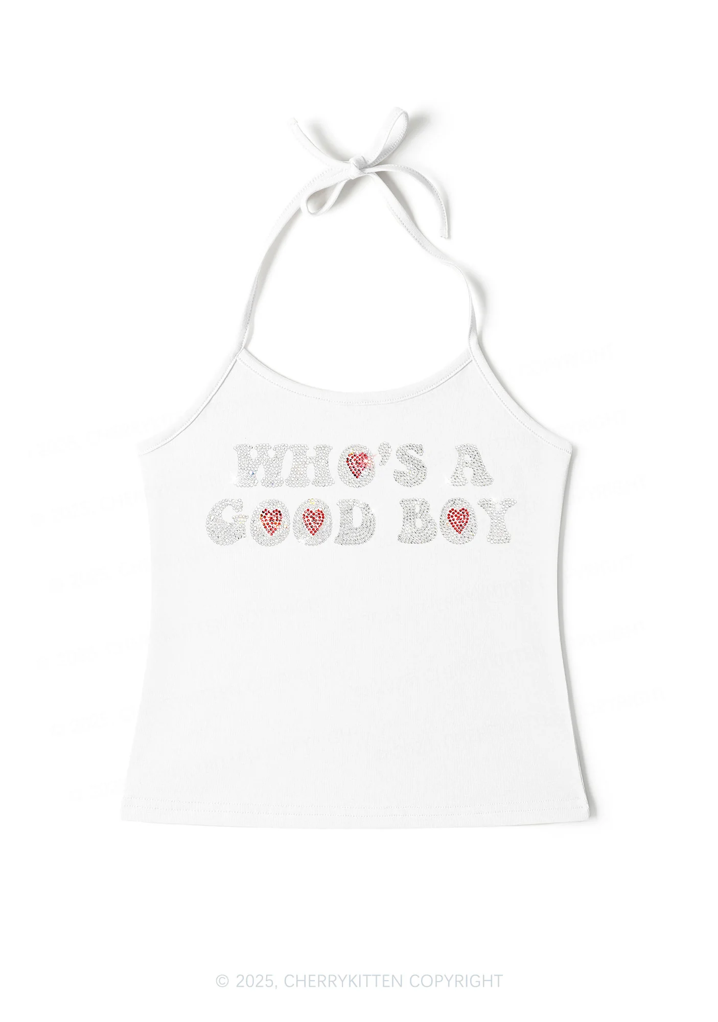 Rhinestone Whos A Good Boy Y2K Halter Neck Cami Cherrykitten - Image 3