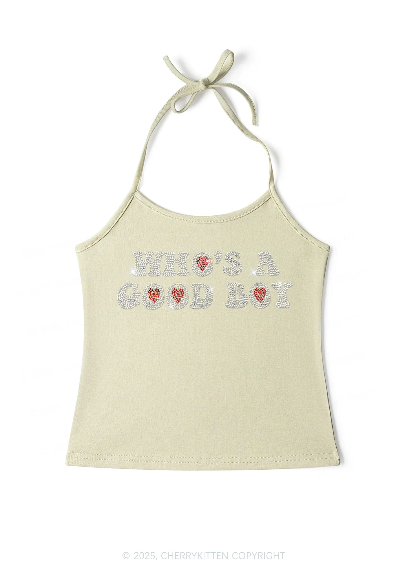 Rhinestone Whos A Good Boy Y2K Halter Neck Cami Cherrykitten - Image 6