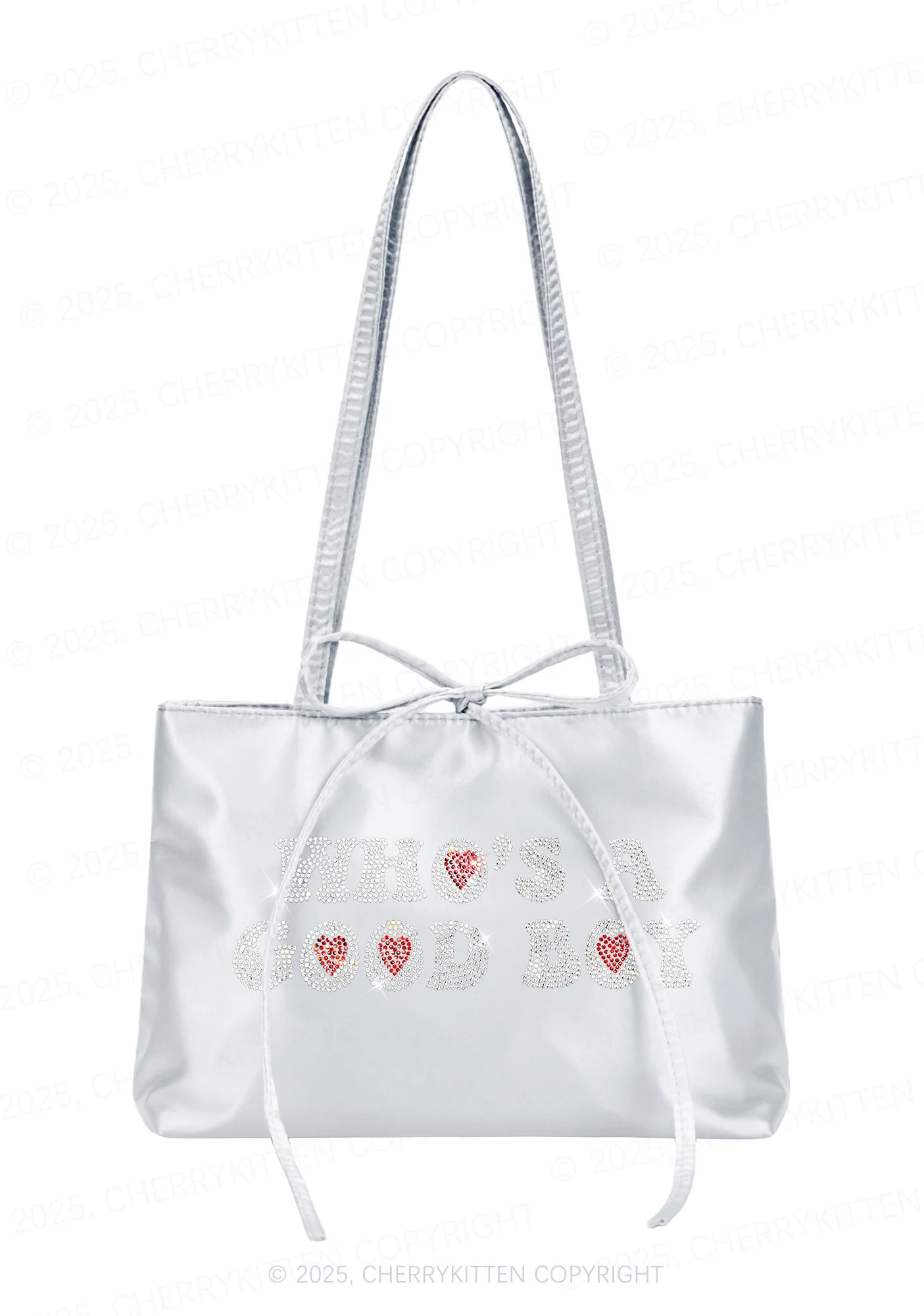 Rhinestone Whos A Good Boy Y2K Satin Bags Cherrykitten - Image 3