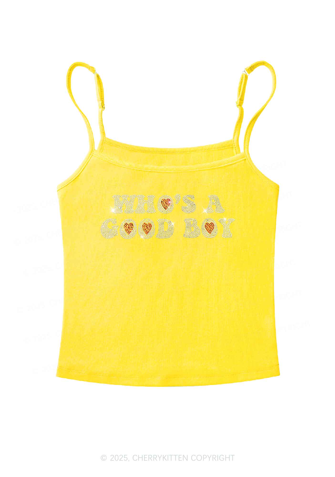Rhinestone Whos A Good Boy Y2K Spaghetti Strap Cami Cherrykitten - Image 7