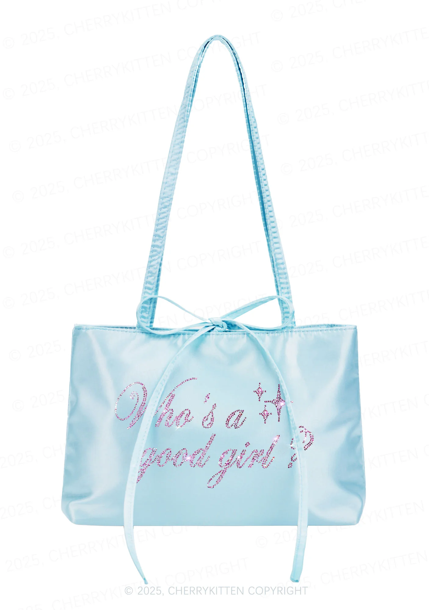 Rhinestone Whos A Good Girl Y2K Satin Bags Cherrykitten - Image 2