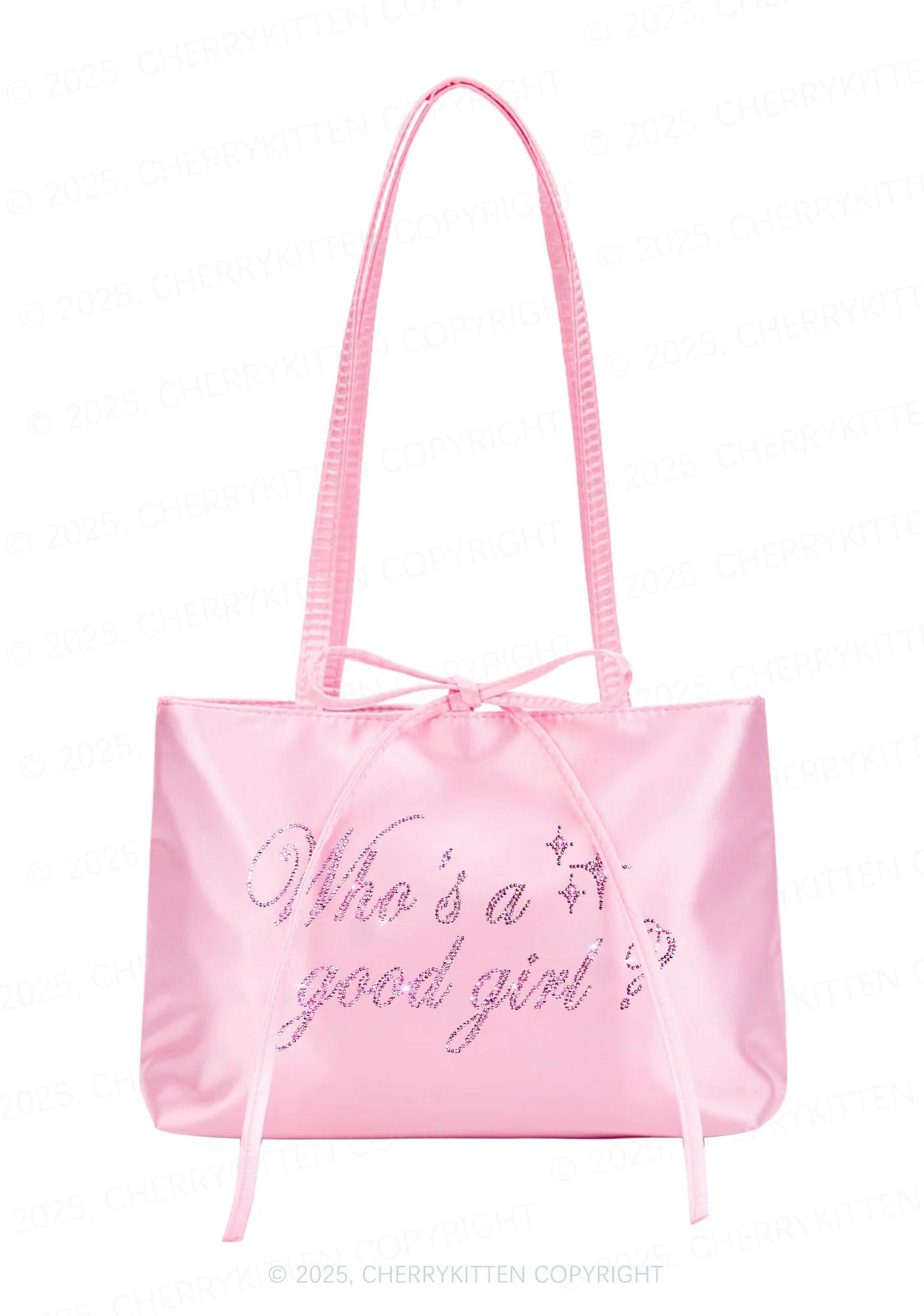 Rhinestone Whos A Good Girl Y2K Satin Bags Cherrykitten - Image 3