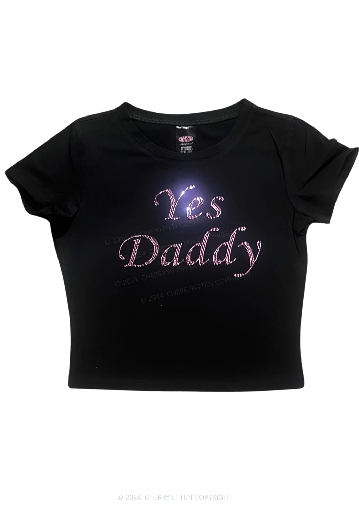 Rhinestone Yes Daddy Y2K Baby Tee Cherrykitten - Image 3