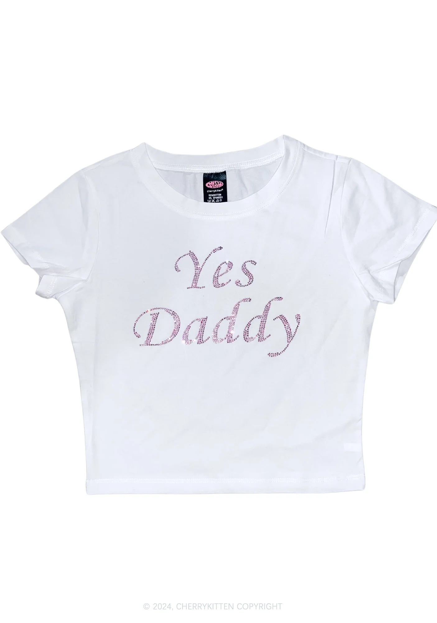 Rhinestone Yes Daddy Y2K Baby Tee Cherrykitten - Image 4