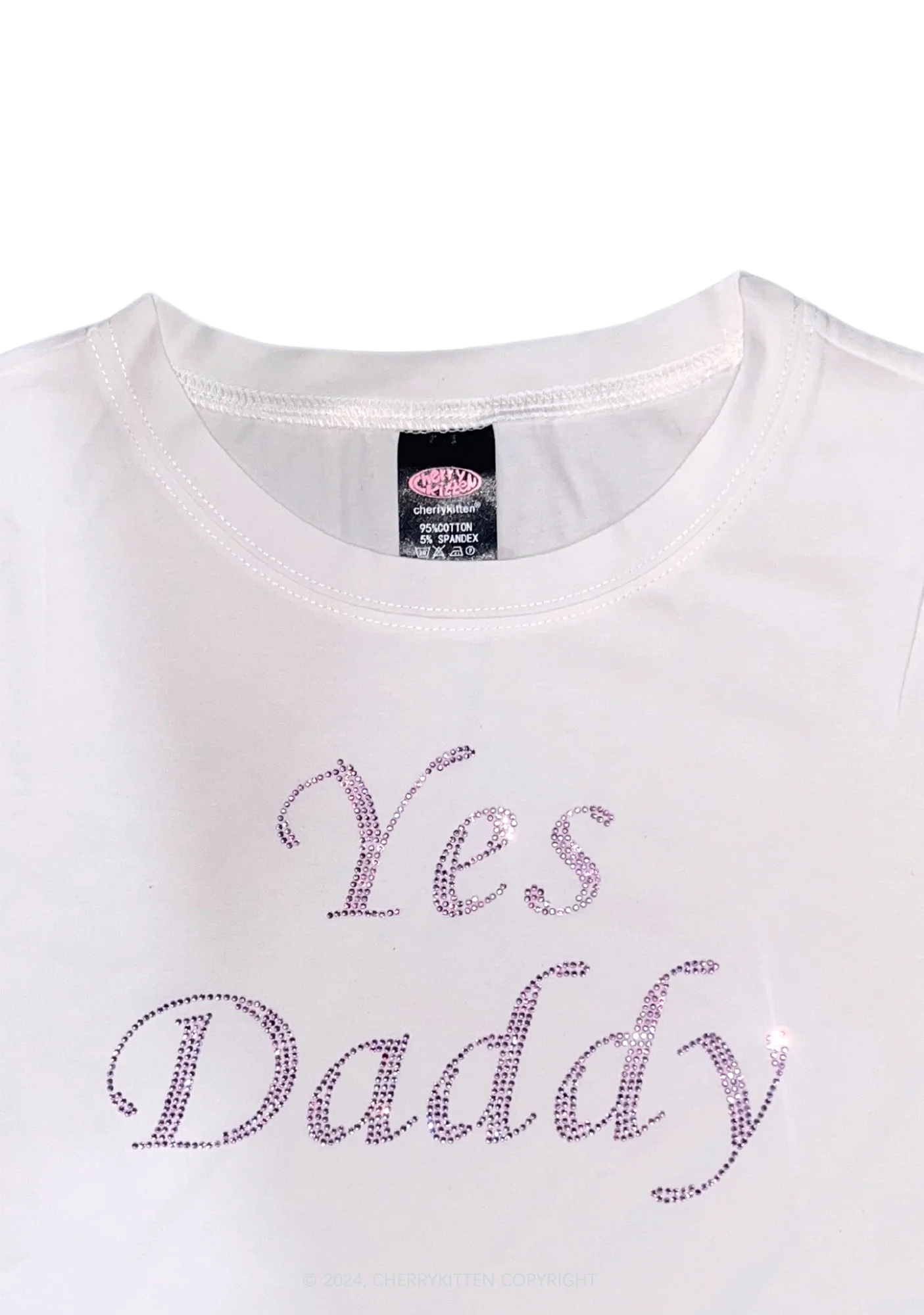 Rhinestone Yes Daddy Y2K Baby Tee Cherrykitten - Image 5
