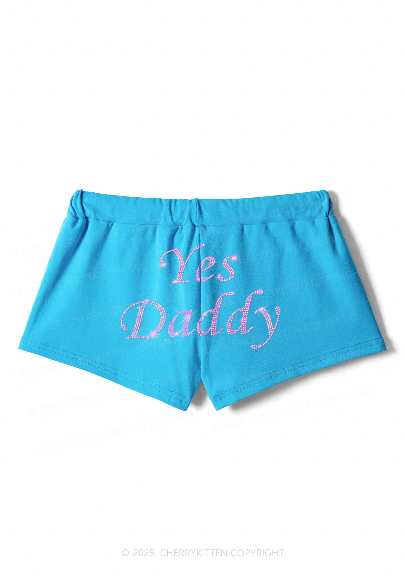 Rhinestone Yes Daddy Y2K Drawstring Mini Shorts Cherrykitten - Image 3